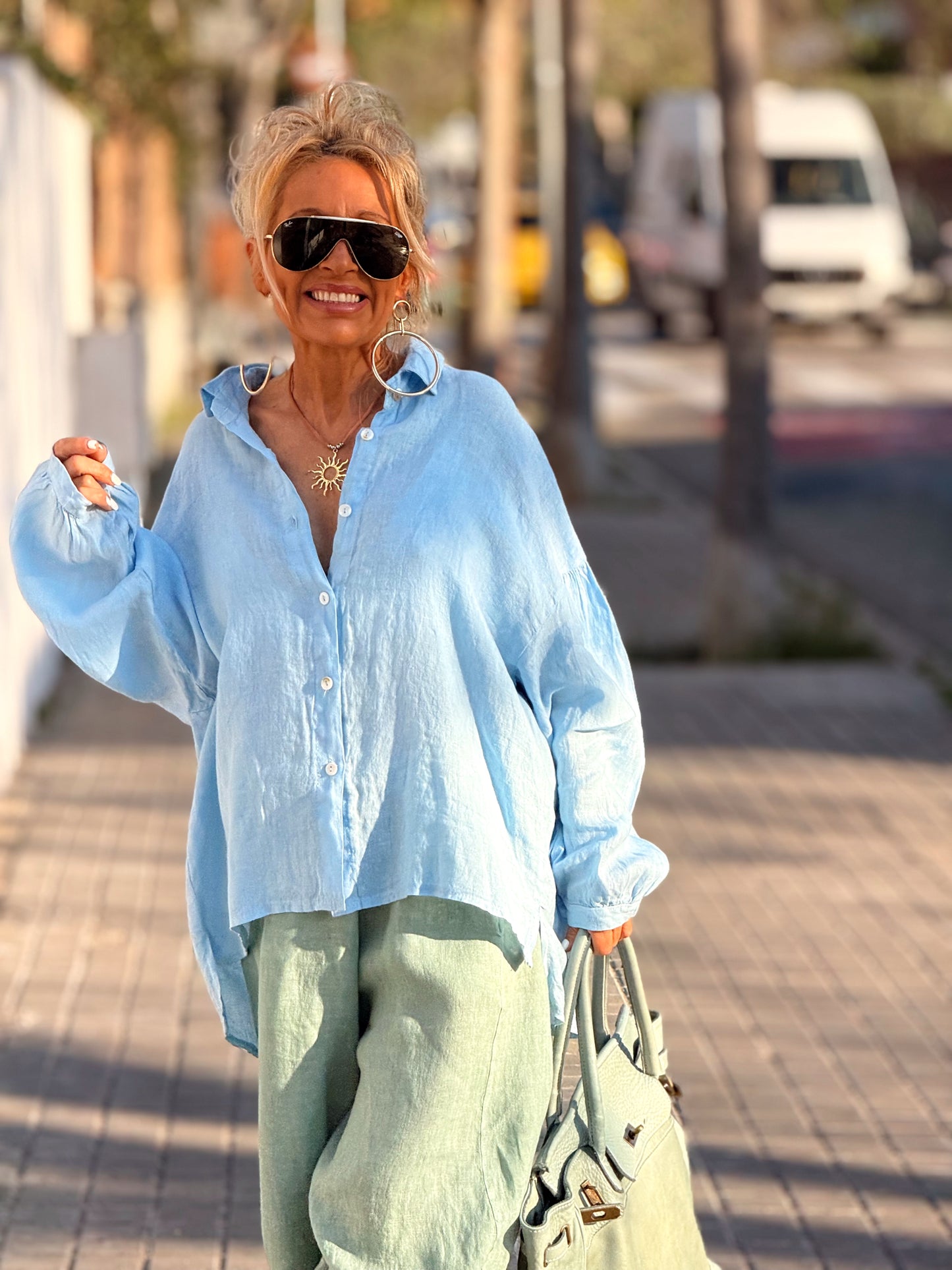 CAMISA OVERSIZE LINO LEA MULTICOLOR