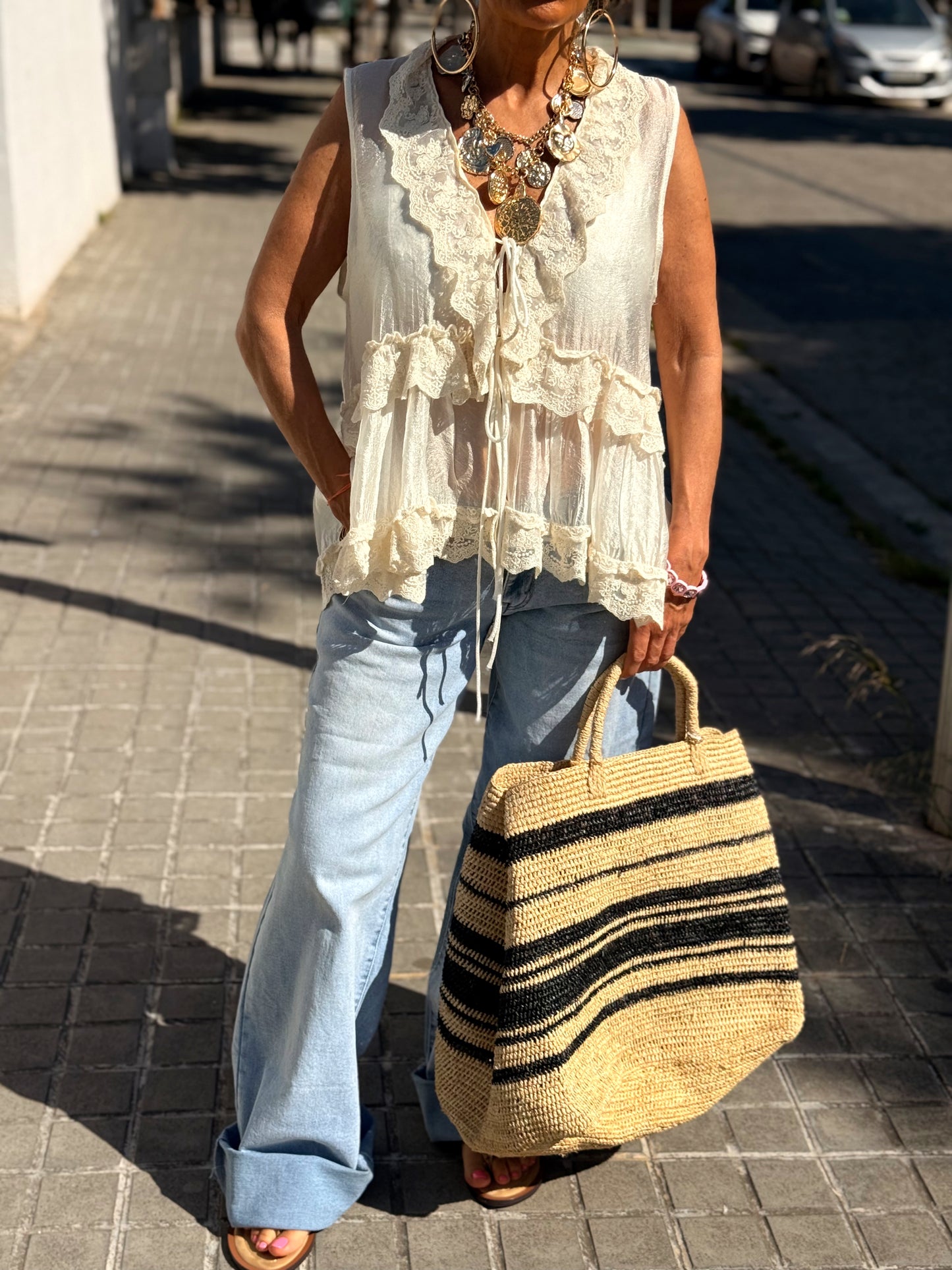 TOP-BLUSA ENCAJE VAINILLA