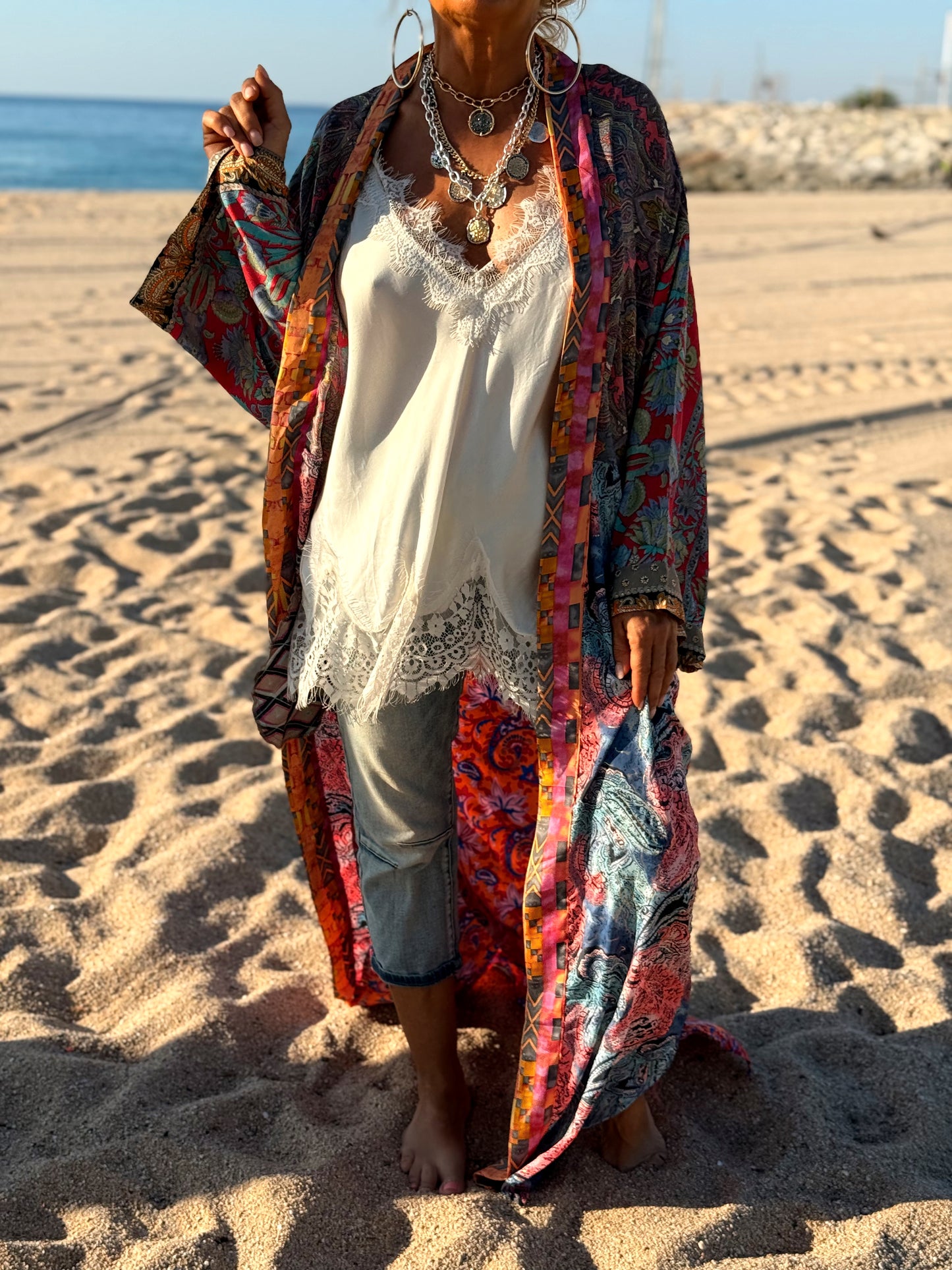 KIMONO ESTAMPADO MANGA 3/4 MULTICOLOR