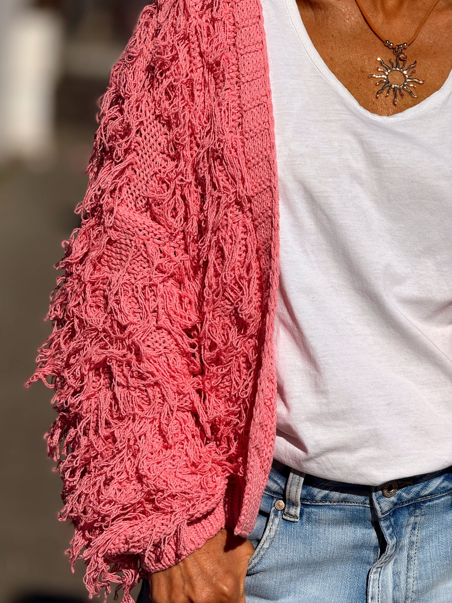 CARDIGAN CON FLECOS KEZIA MULTICOLOR