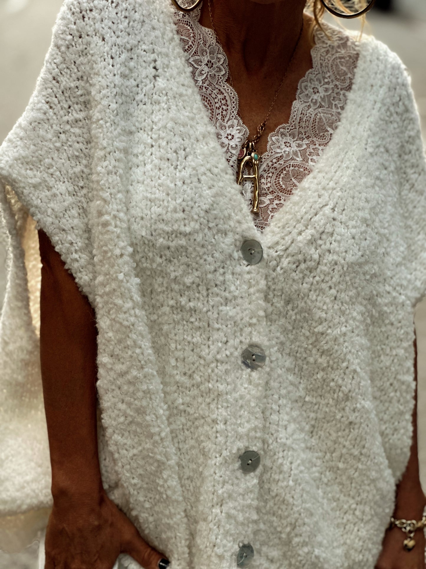 CHALECO DE PUNTO OVERSIZE BLANCO