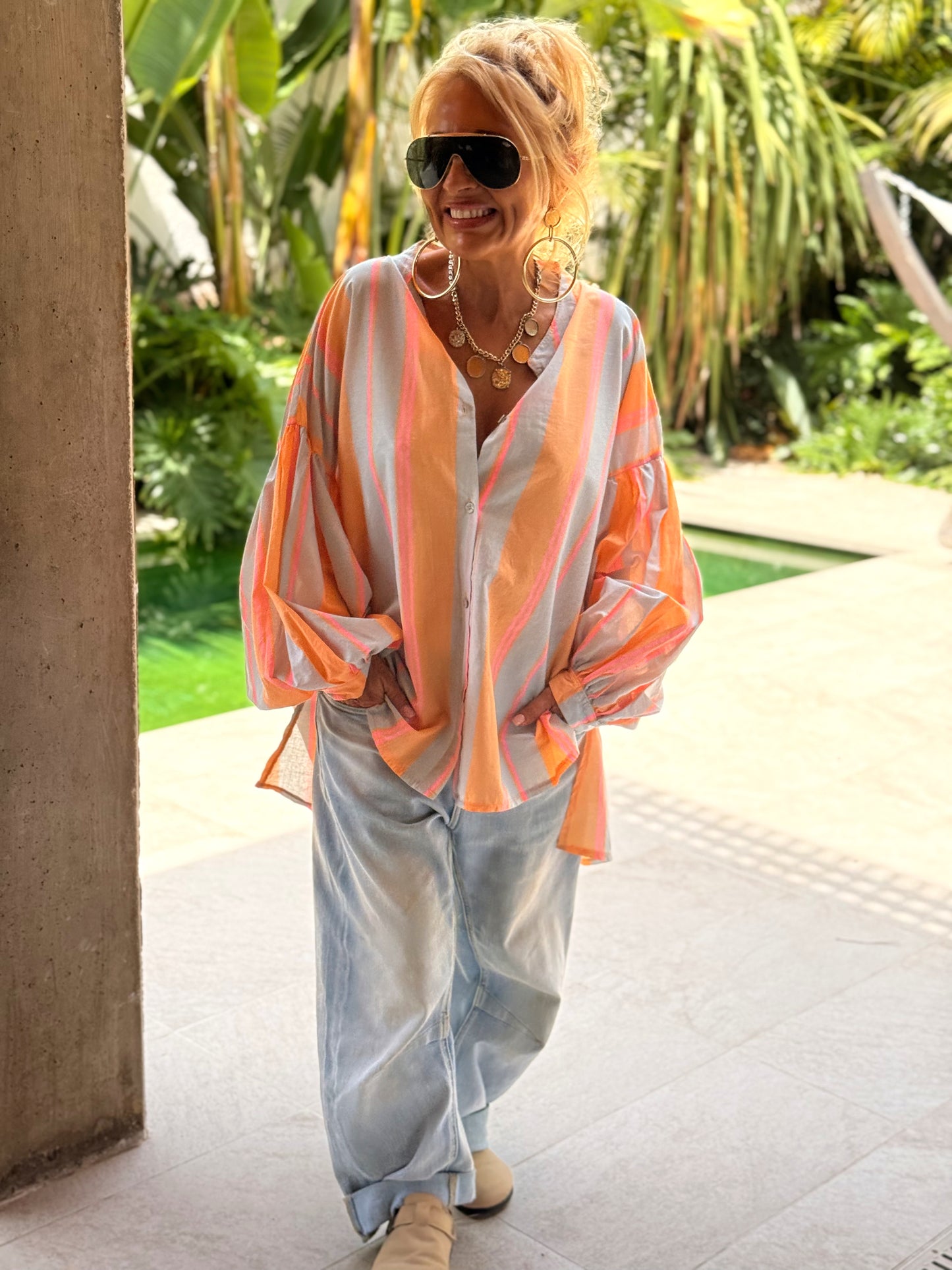 CAMISA OVERSIZE LOLITA RAYAS MULTICOLOR