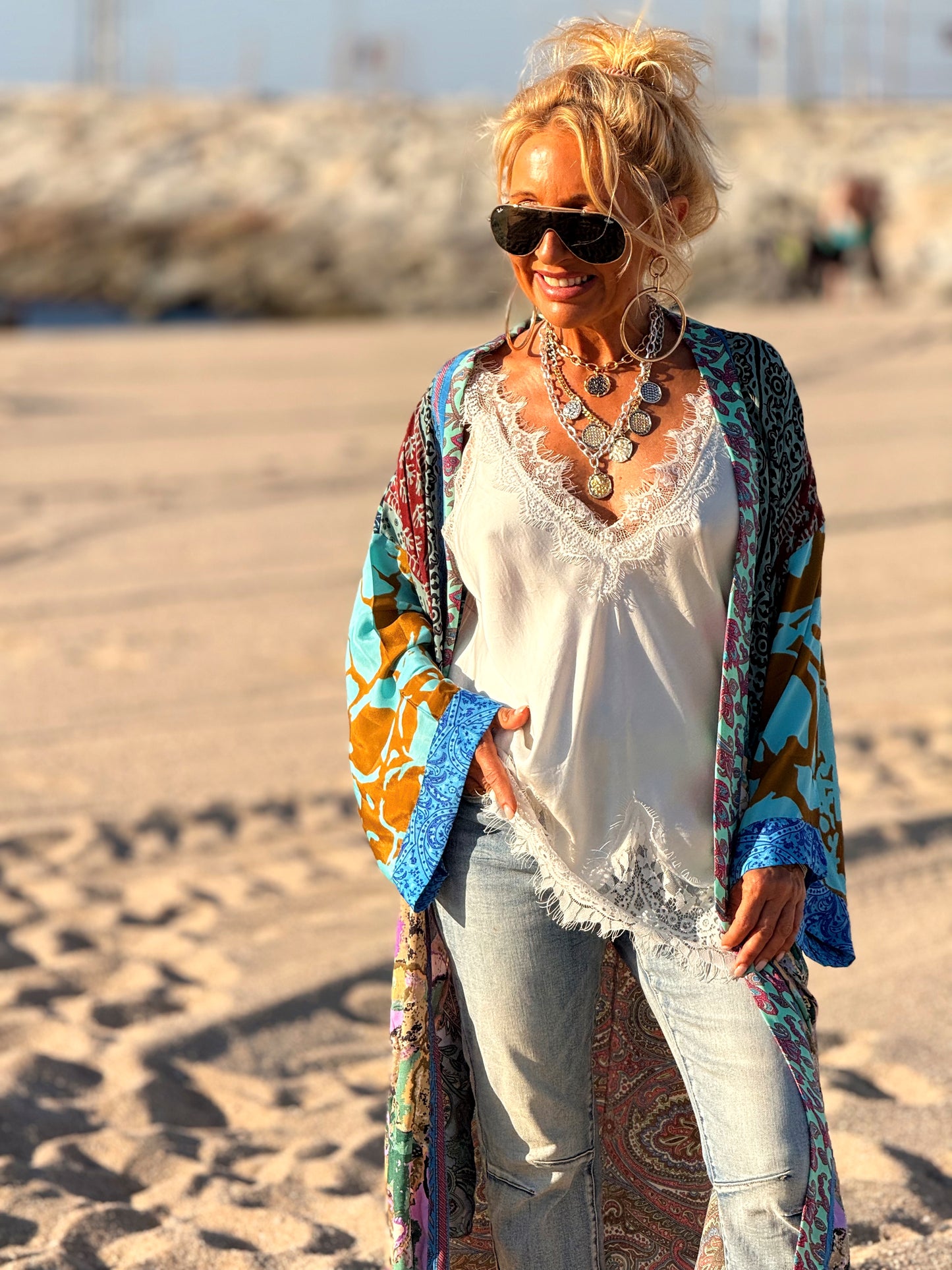 KIMONO ESTAMPADO MANGA 3/4 MULTICOLOR