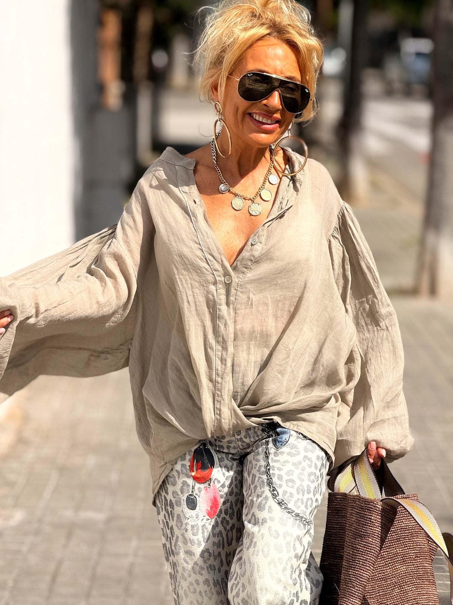 JEANS ESTAMPADO ANIMAL PRINT CRUDO