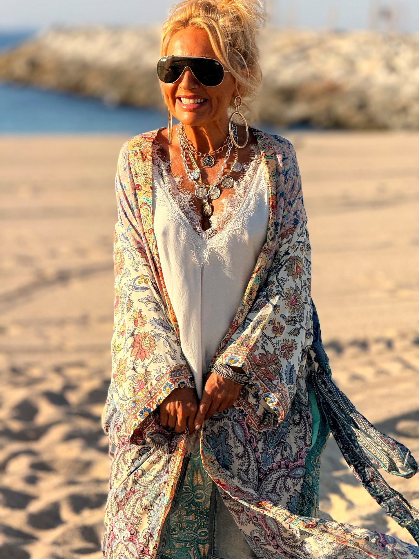 KIMONO ESTAMPADO MANGA 3/4 MULTICOLOR