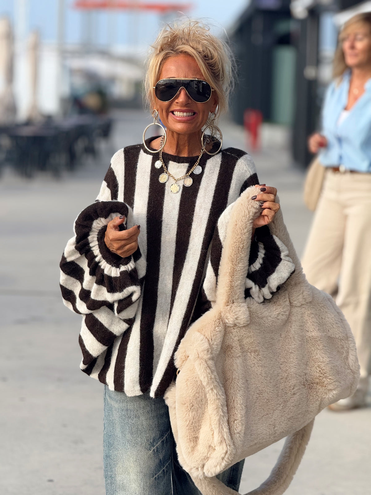 JERSEY OVERSIZE RAYAS MARRÓN