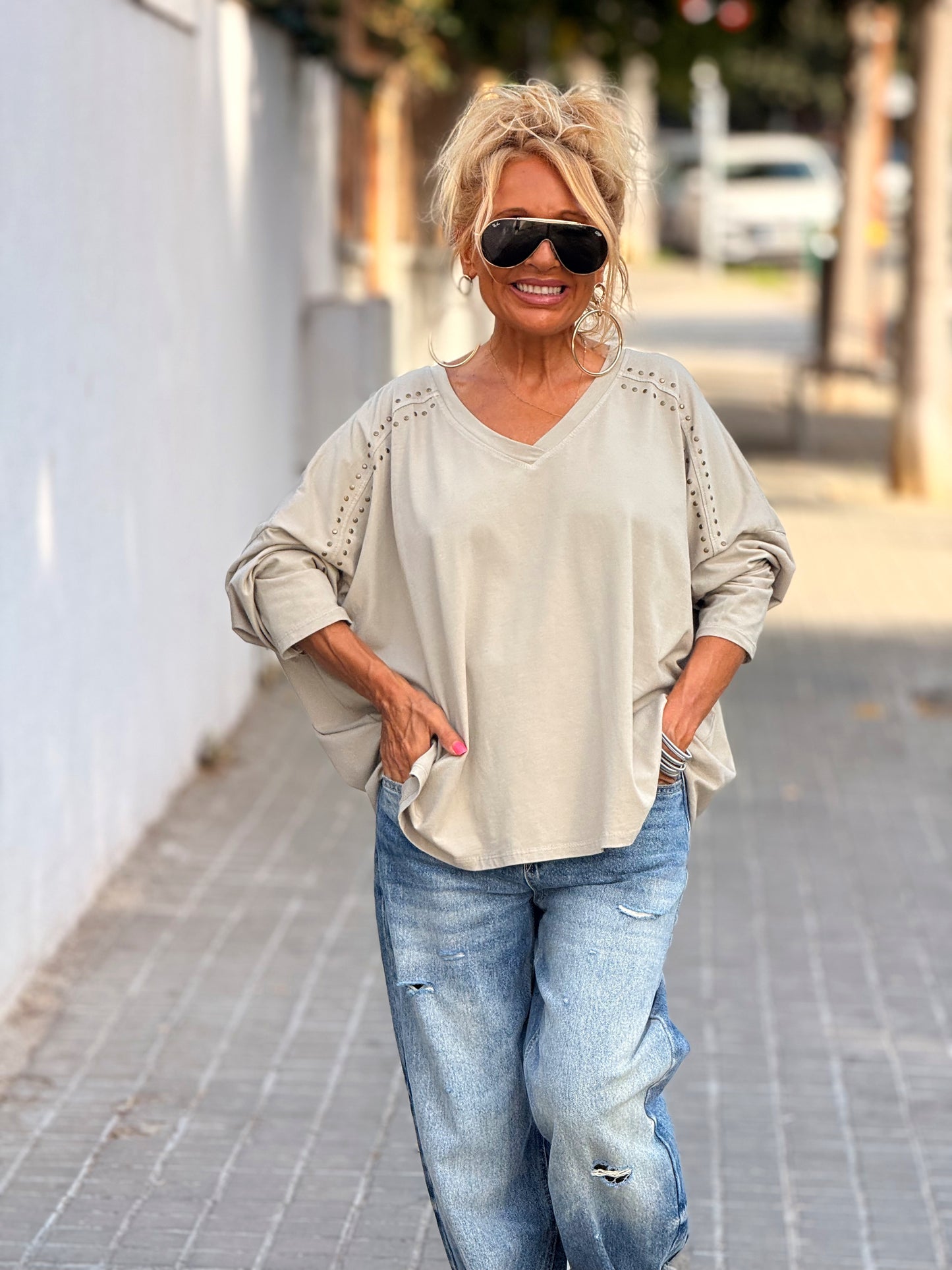 CAMISETA TACHAS CARMEN BEIGE