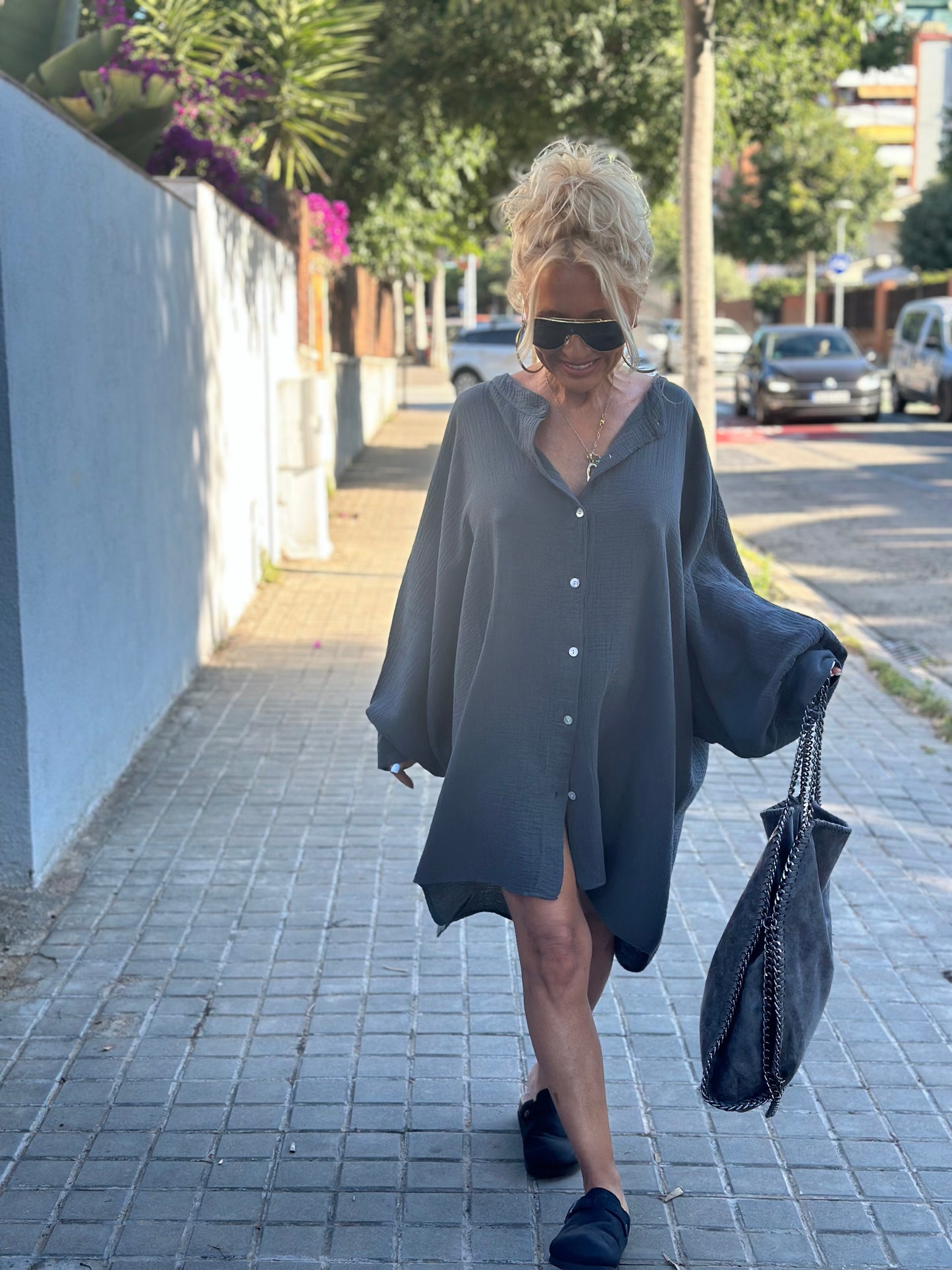 CAMISA OVERSIZE PANAL GRIS