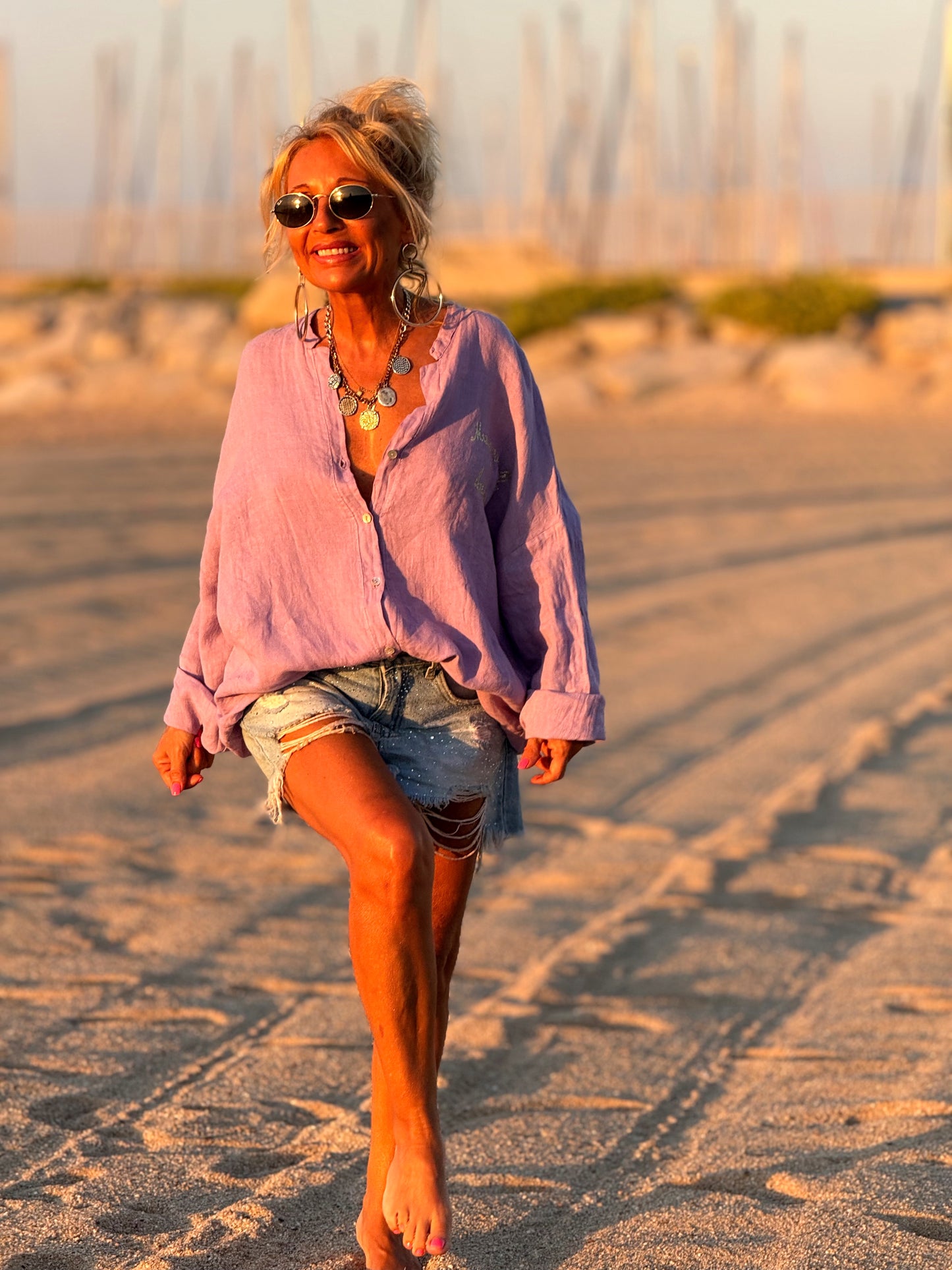 BLUSA LINO MALVA