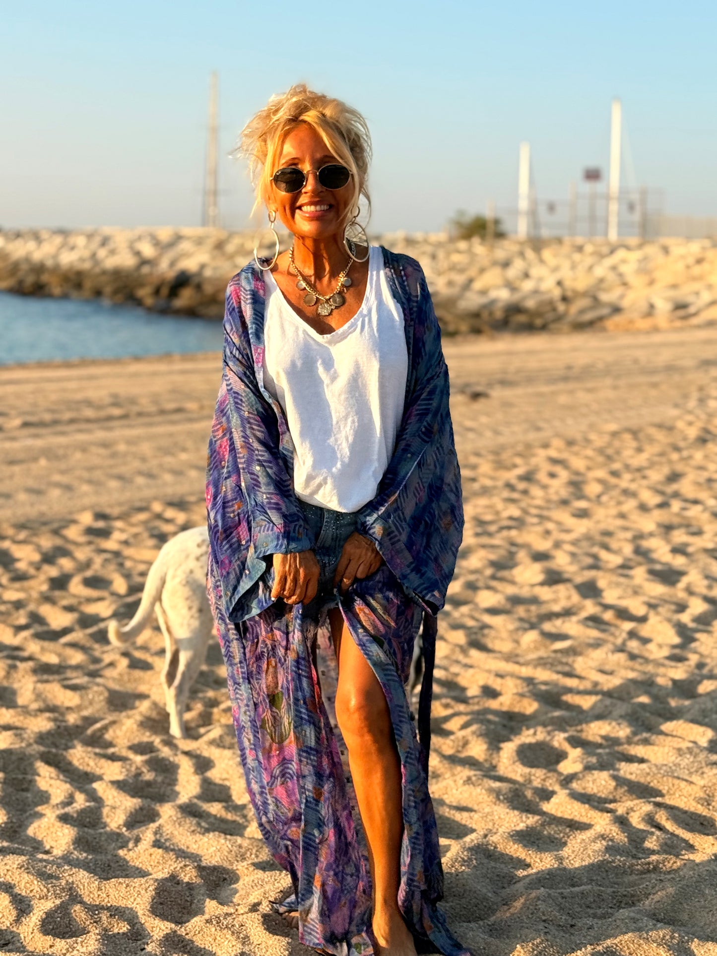 KIMONO ESTAMPADO MANGA LARGA CREPE DE SEDA MULTICOLOR