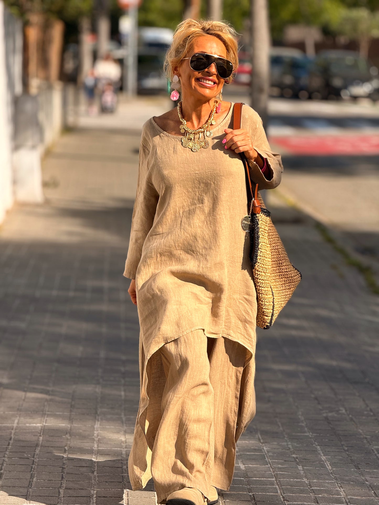 CONJUNTO TUNICA-PANTALON LINO ESTHER MULTICOLOR