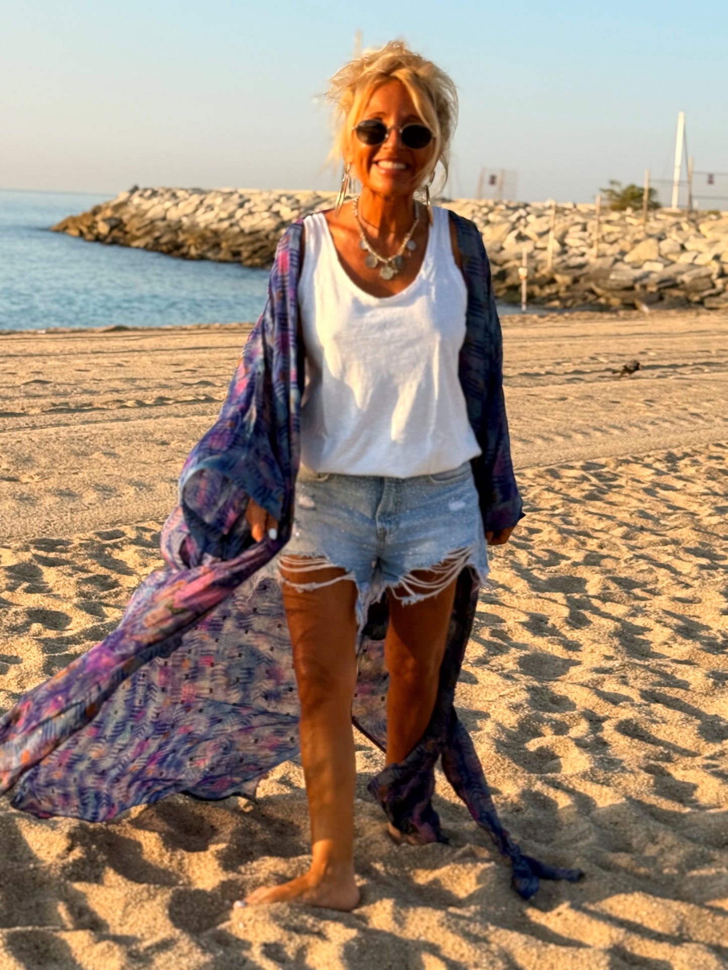 KIMONO ESTAMPADO MANGA LARGA CREPE DE SEDA MULTICOLOR
