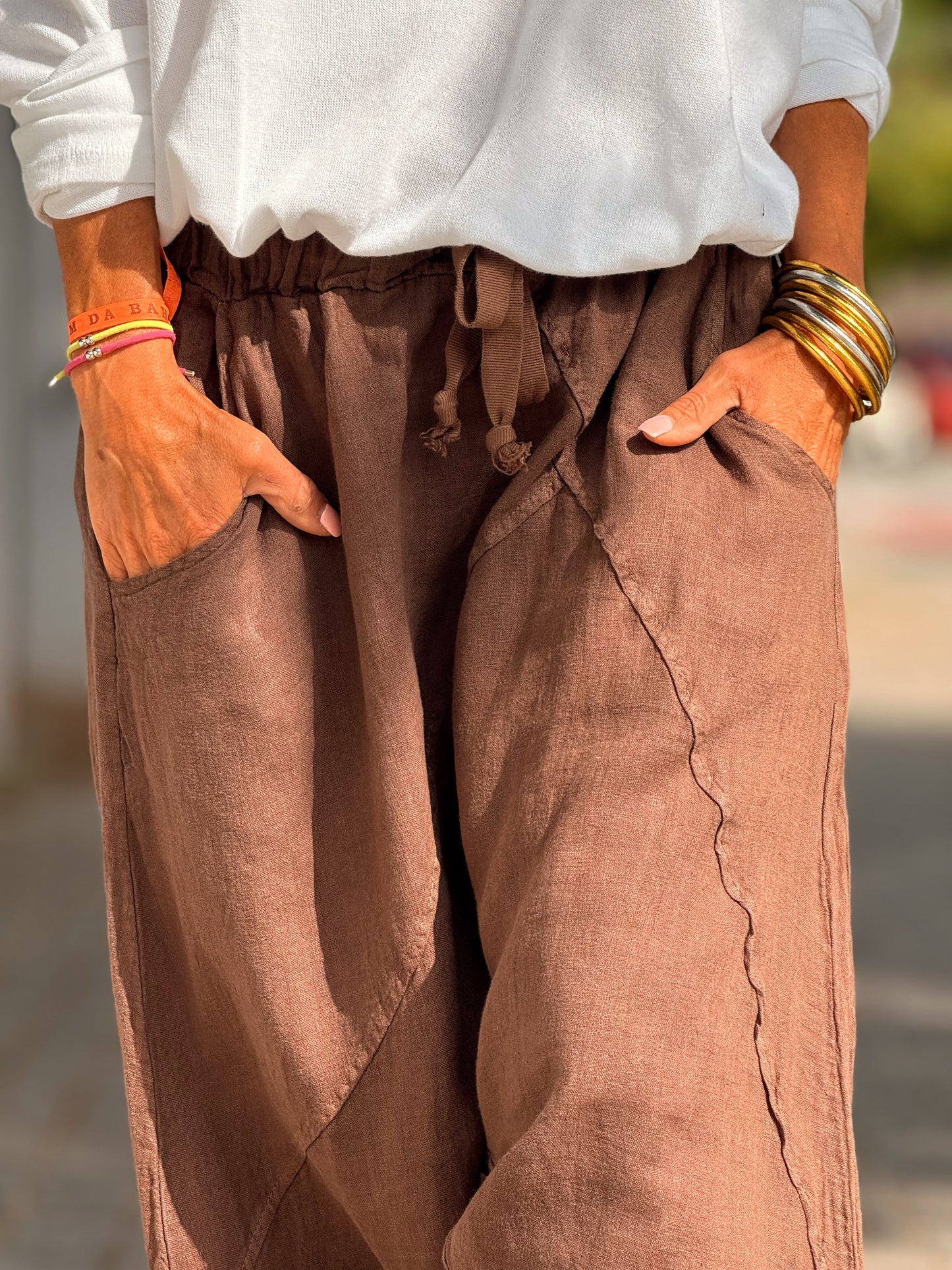 PANTALON BAGGY OVERSIZE LINO FLORENT MARRON