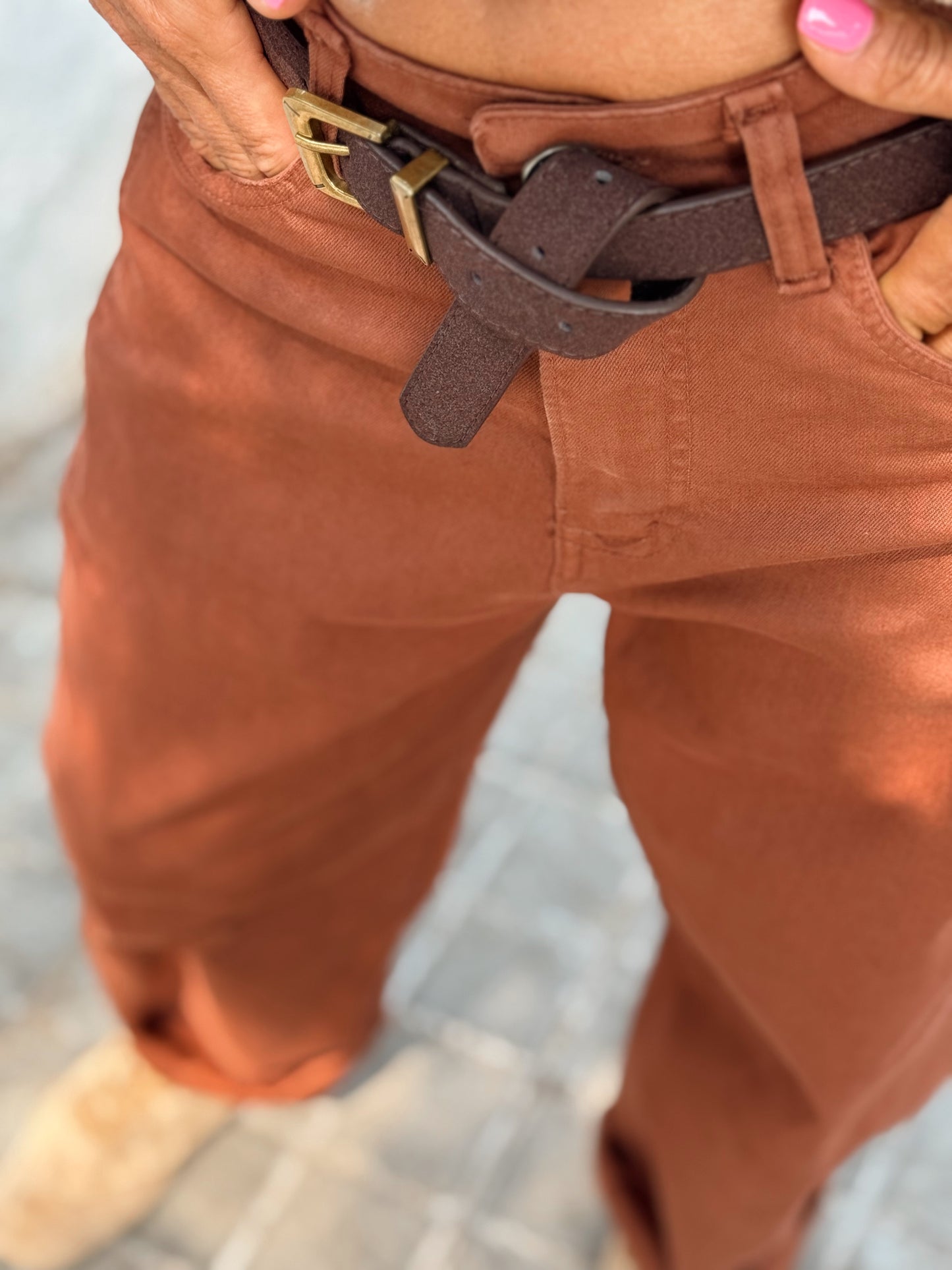 PANTALON CON CINTURÓN CAMILLE  MULTICOLOR