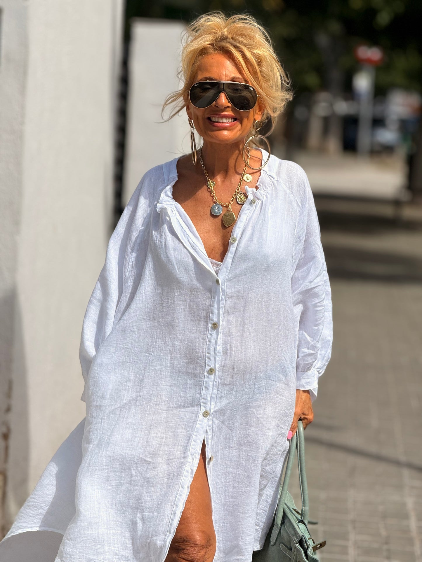 VESTIDO-TÚNICA SUPER OVERSIZE LINO NINA MULTICOLOR