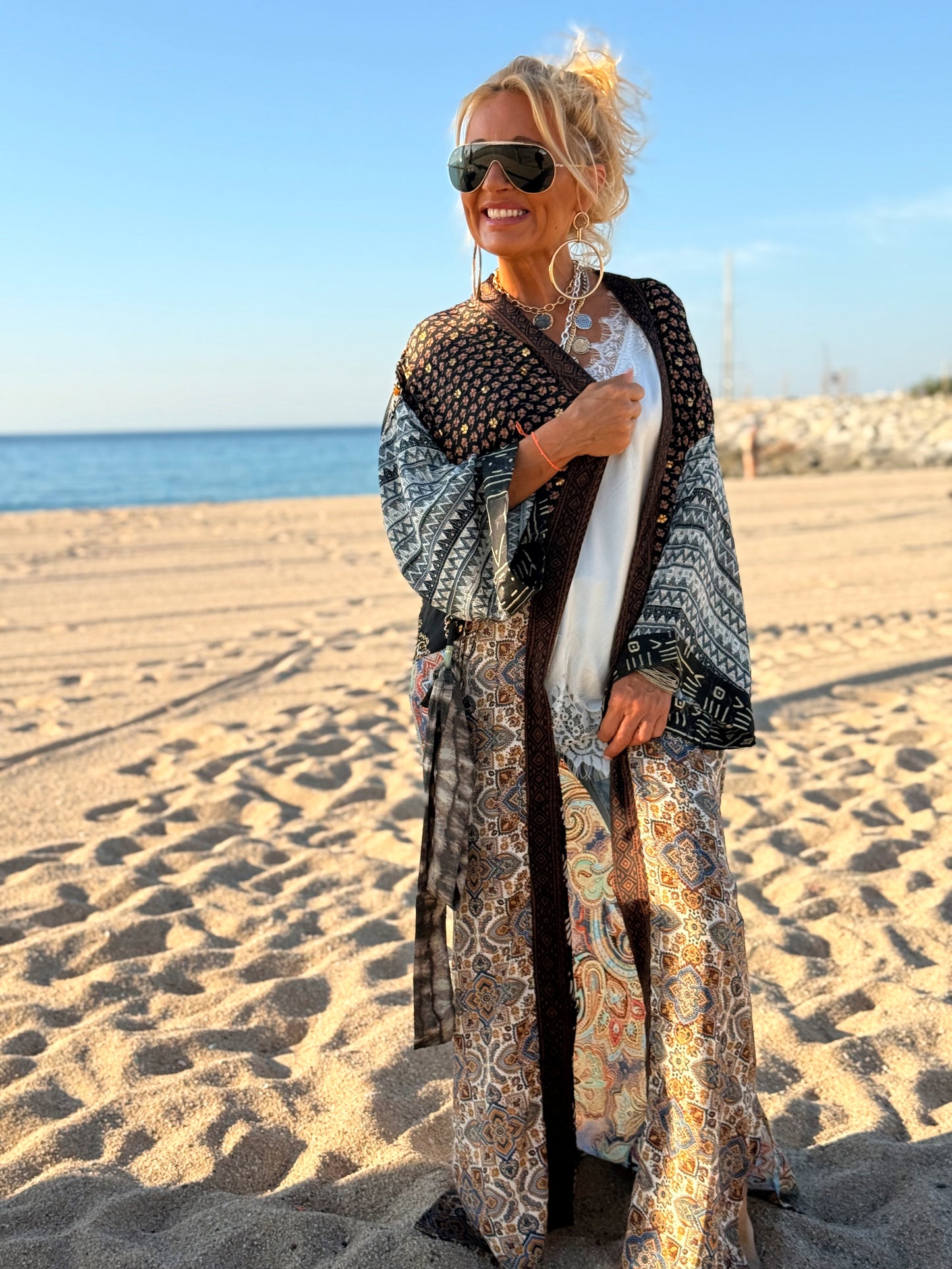 KIMONO ESTAMPADO MANGA 3/4 MULTICOLOR