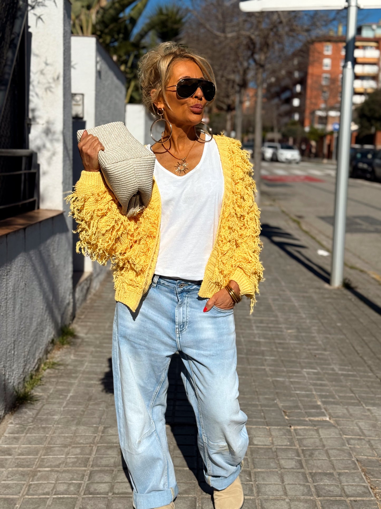 CARDIGAN CON FLECOS KEZIA MULTICOLOR