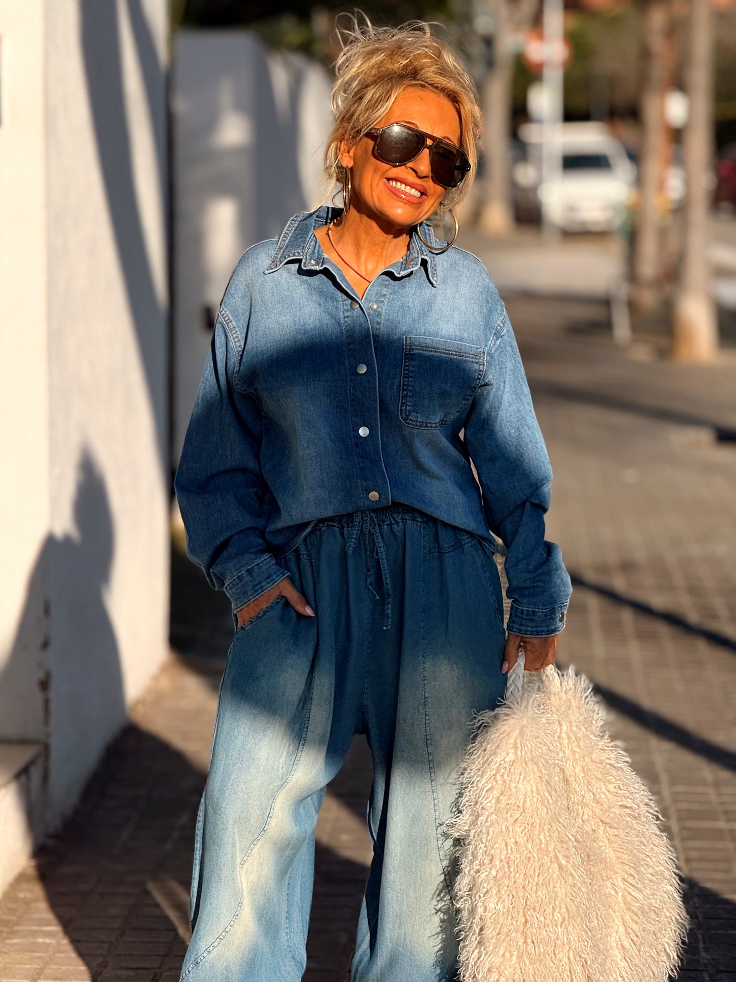 CAMISA CORTA DENIM TEJANO