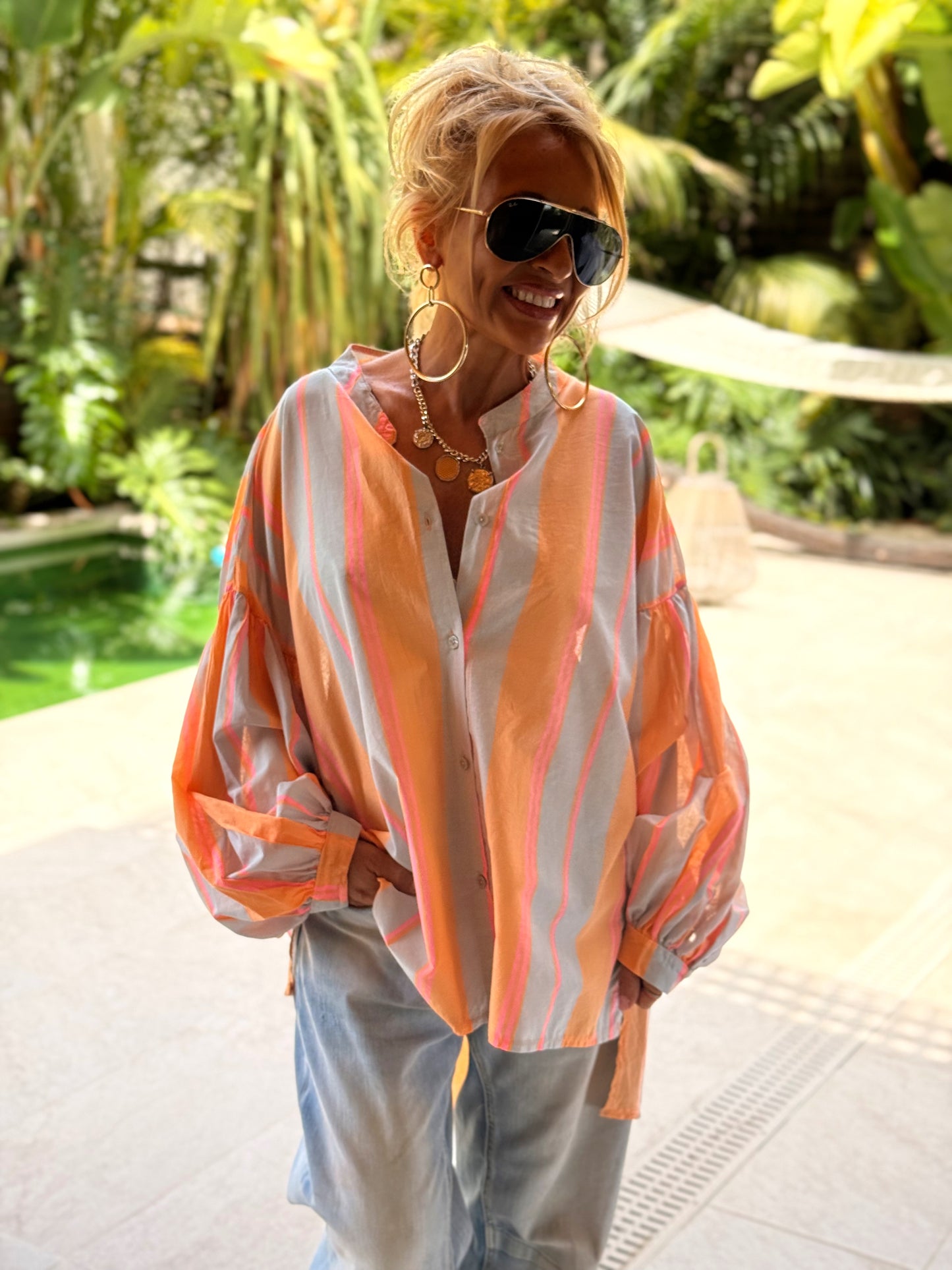 CAMISA OVERSIZE LOLITA RAYAS MULTICOLOR