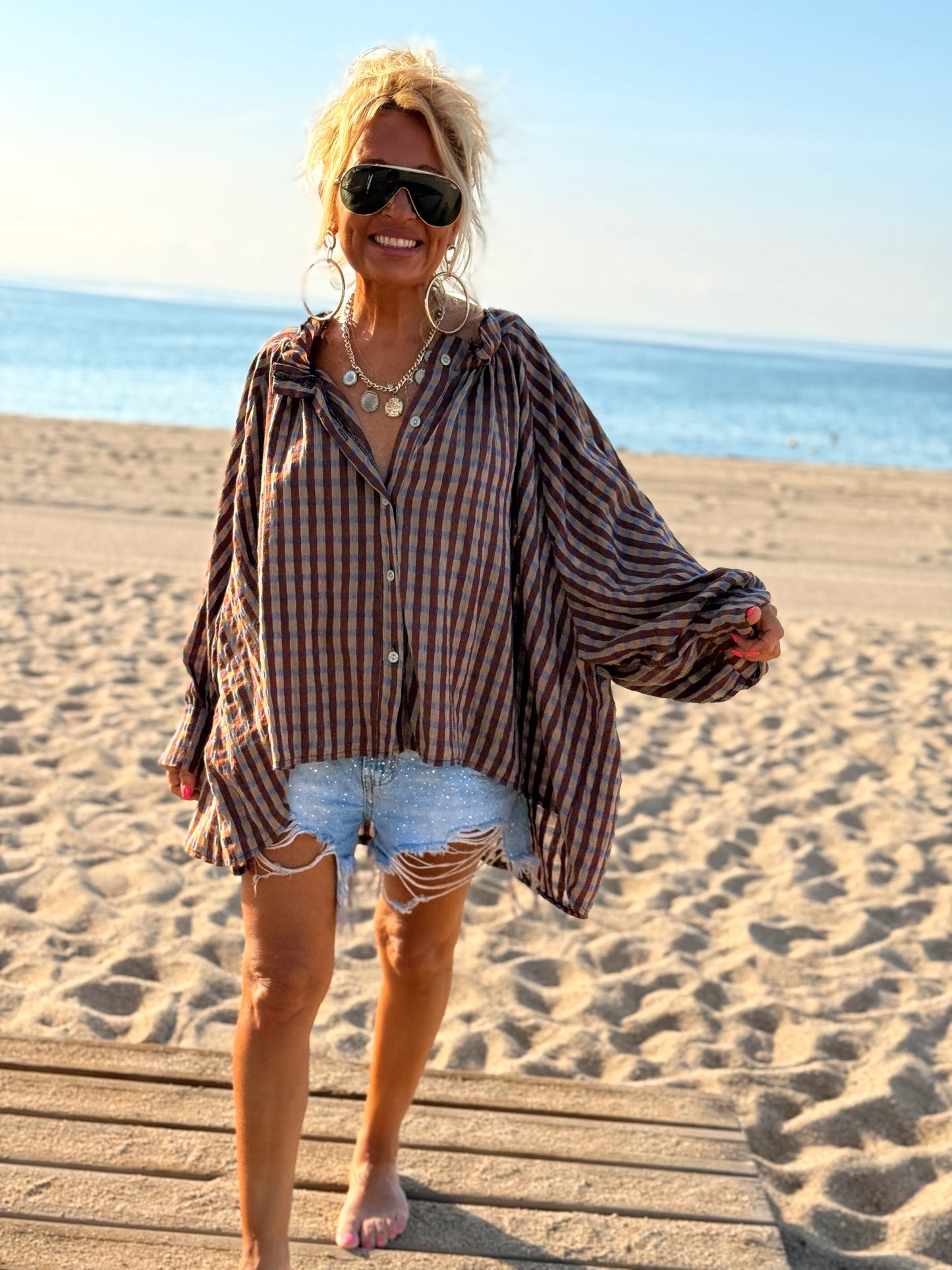 CAMISA OVERSIZE DAVID CUADROS MARRÓN