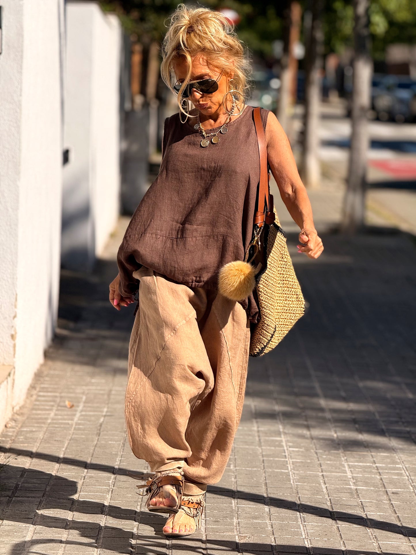 PANTALÓN BAGGY OVERSIZE LINO FLORENT MULTICOLOR