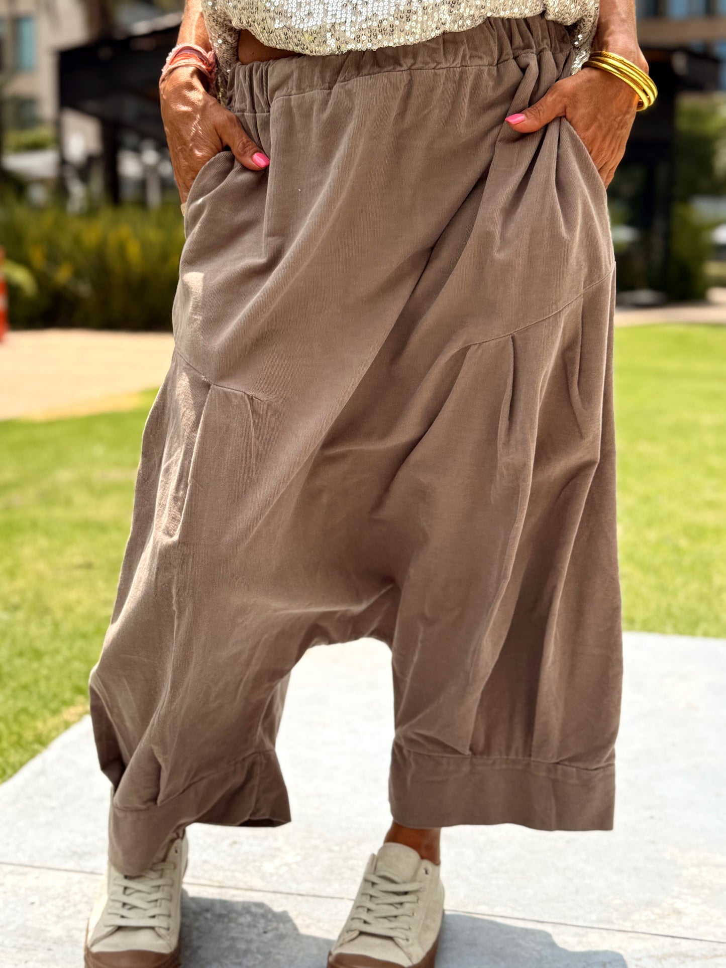 PANTALONES PANA CROPPED BAGGY OVERSIZE MULTICOLOR