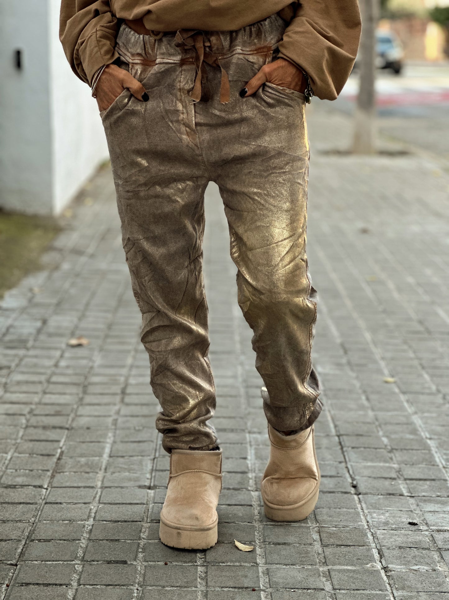 PANTALON BRILLANTE FLORENCE CAMEL