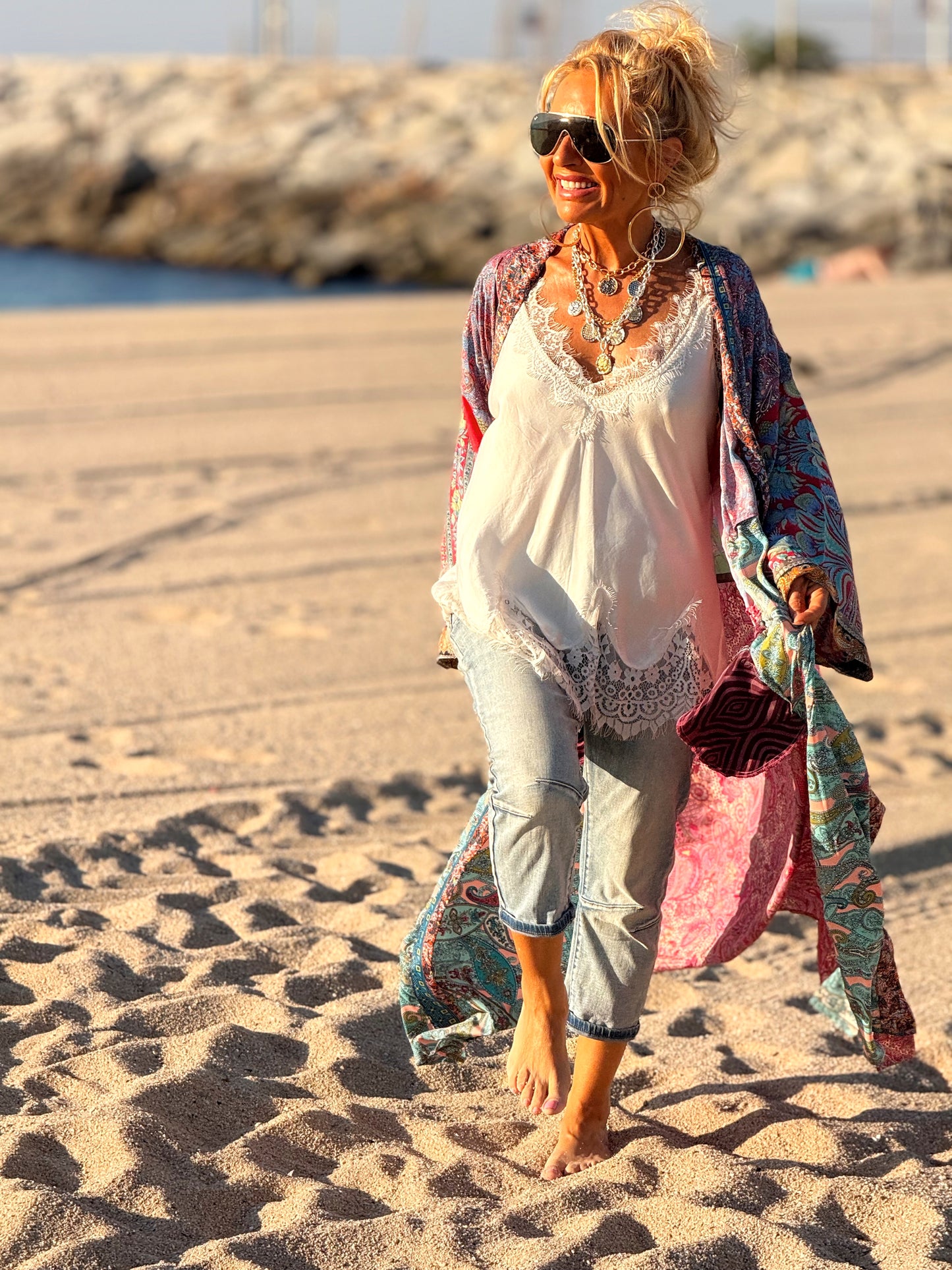 KIMONO ESTAMPADO MANGA 3/4 MULTICOLOR