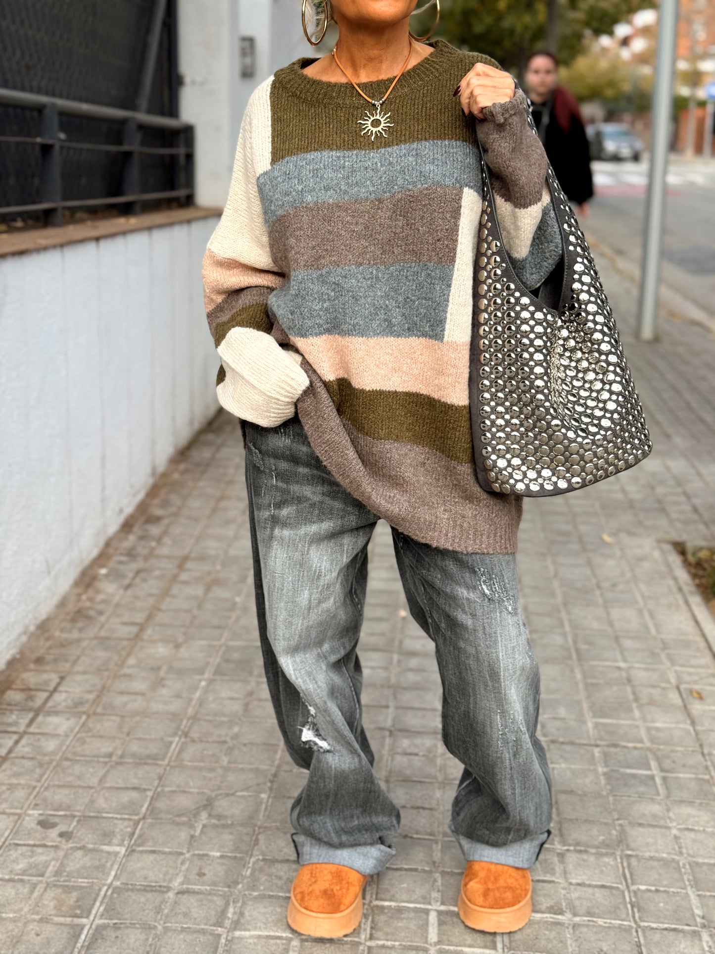 JERSEY OVERSIZE CUADROS KAKI