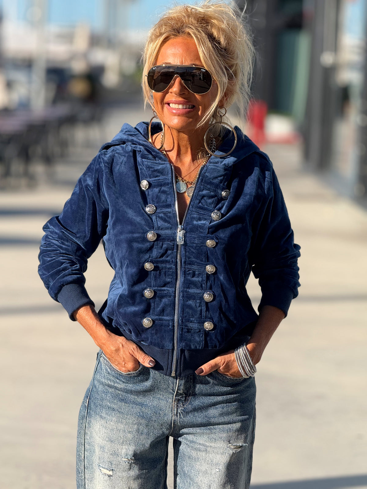 CHAQUETA TERCIOPELO AZUL