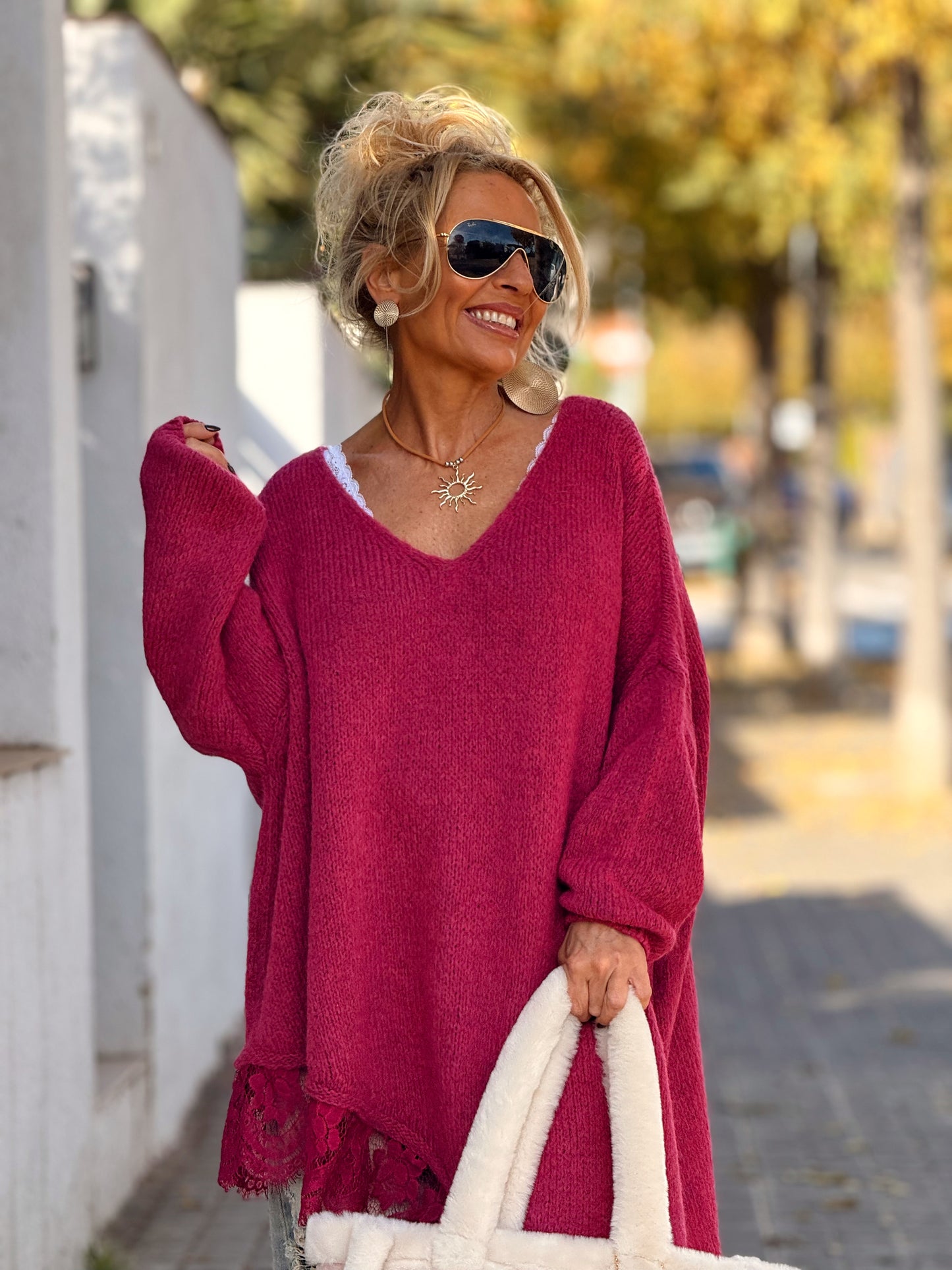 JERSEY SUPER OVERSIZE ASIMÉTRICO CON LENCERO MULTICOLOR