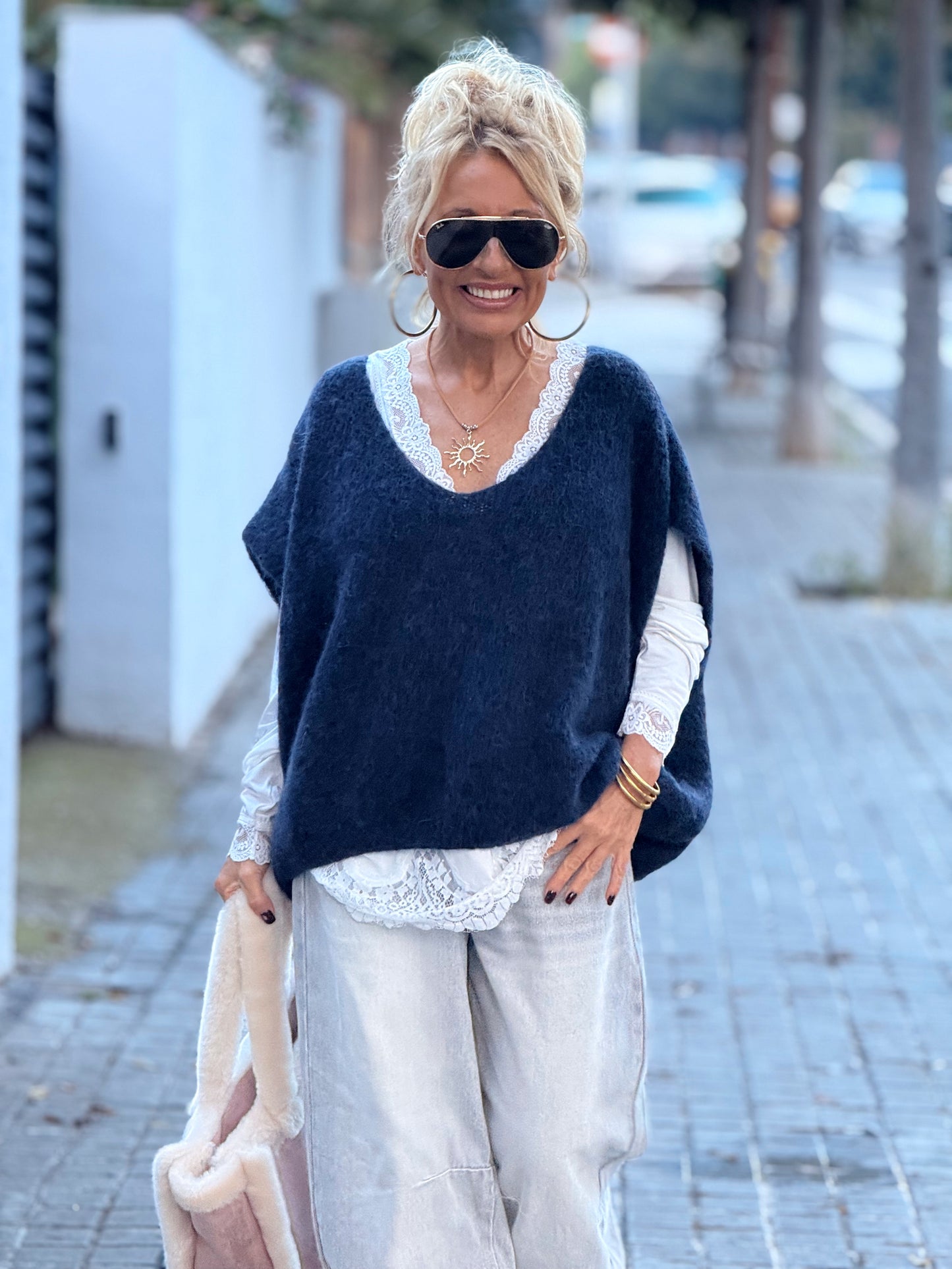 JERSEY-CHALECO DE PUNTO SUPER OVERSIZE LUANA MULTICOLOR