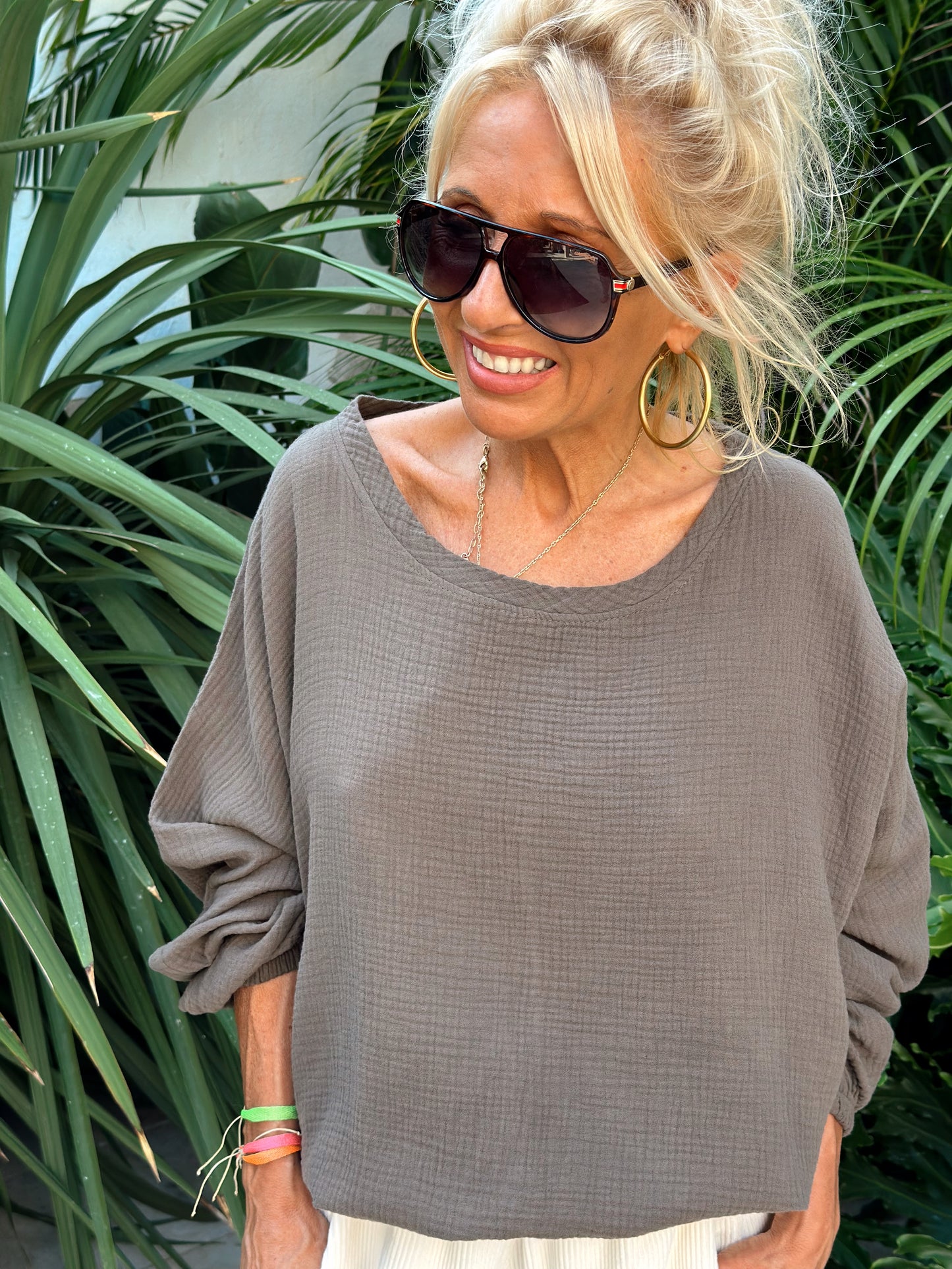 CAMISETA PANAL CON CORDÓN CAMEL