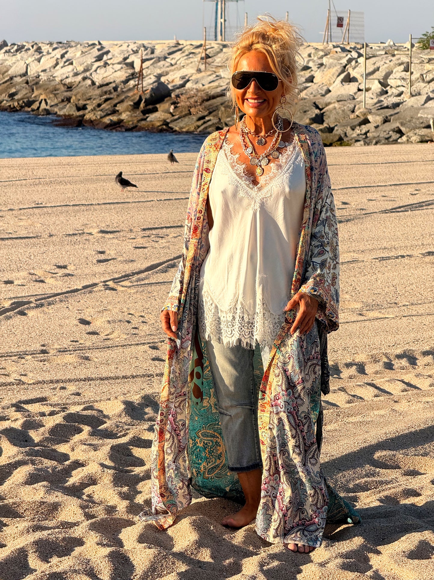 KIMONO ESTAMPADO MANGA 3/4 MULTICOLOR