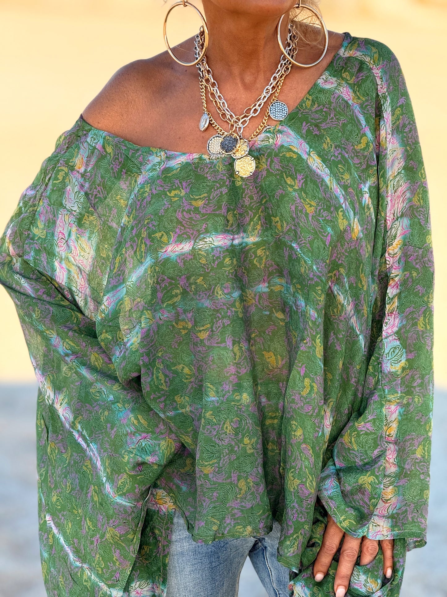 BLUSA-CAPA ESTAMPADO CREPE DE SEDA INDY MULTICOLOR