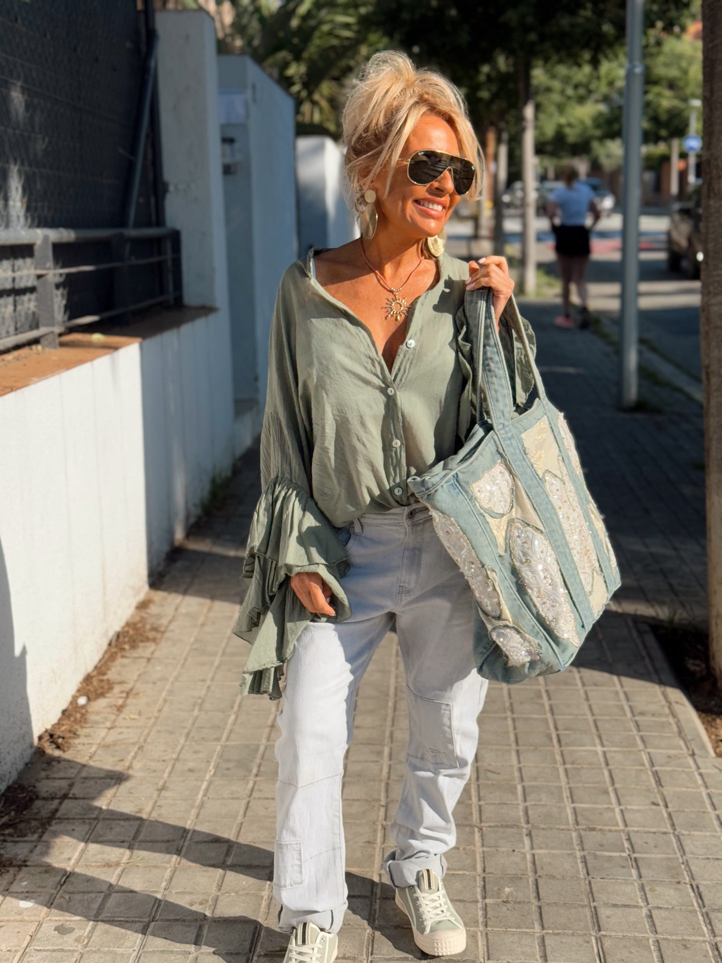 BLUSA BOHEMIAN MANGA VOLANTES KAKI