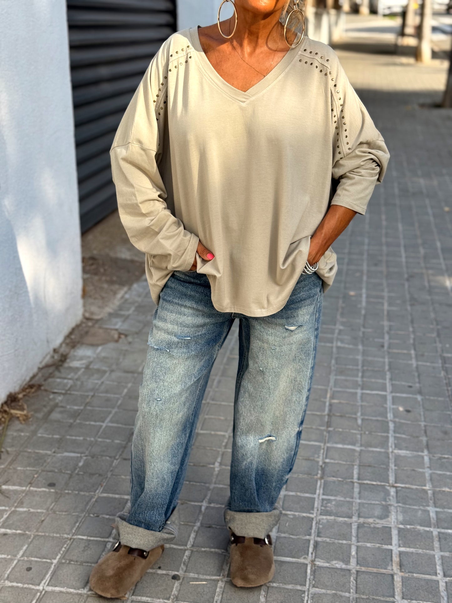 CAMISETA TACHAS CARMEN BEIGE