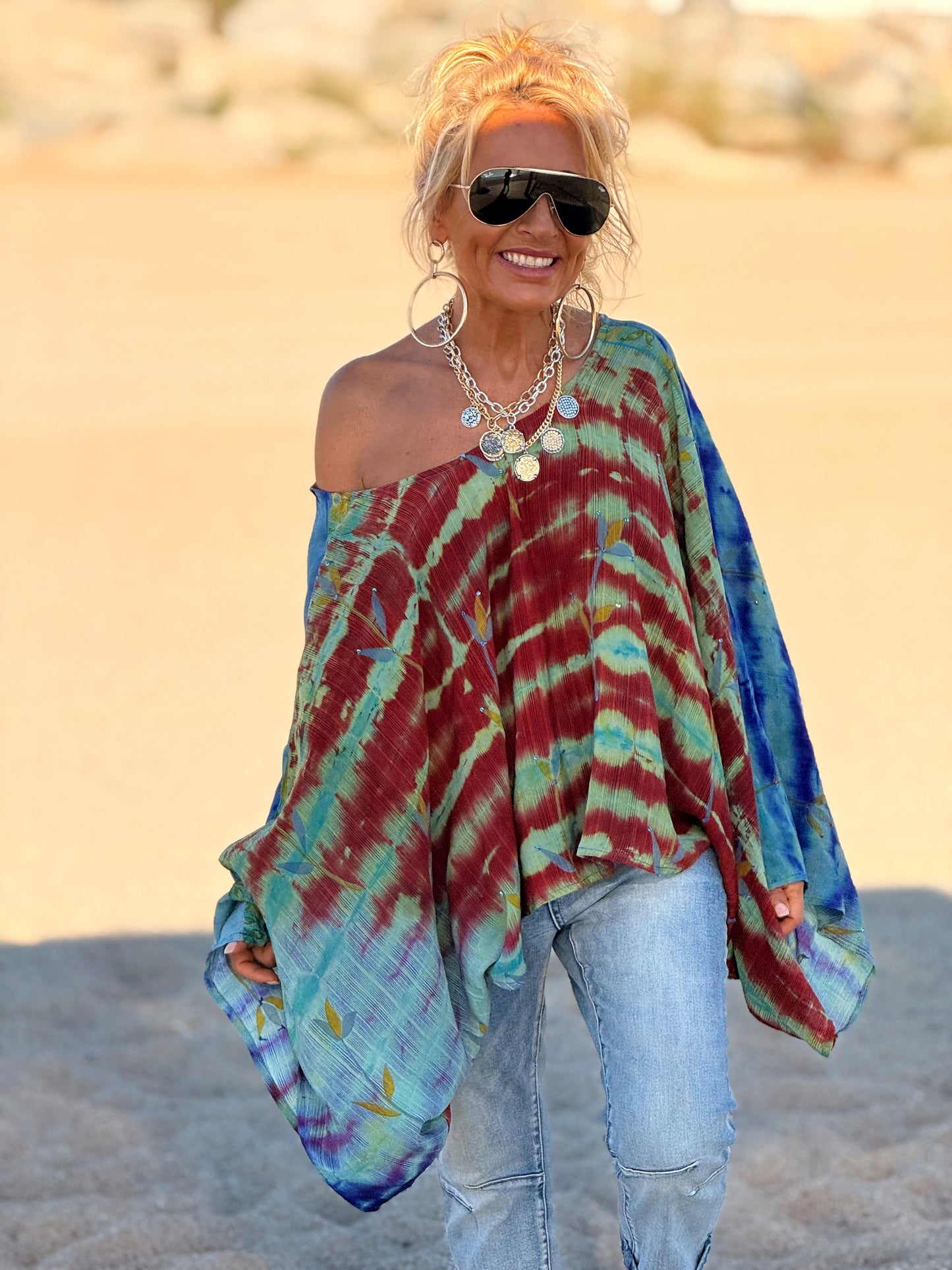 BLUSA-CAPA ESTAMPADO CREPE DE SEDA INDY MULTICOLOR