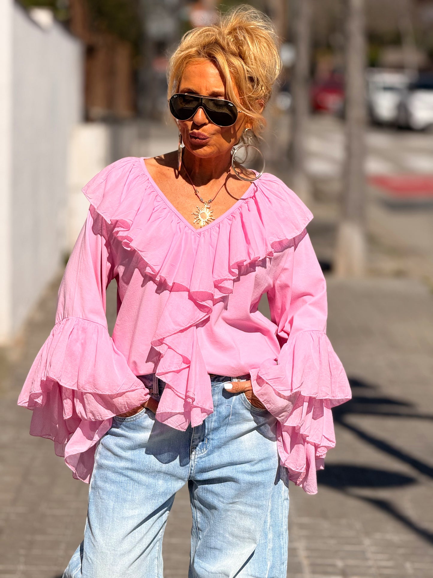 BLUSA VOLANTE MULTICOLOR