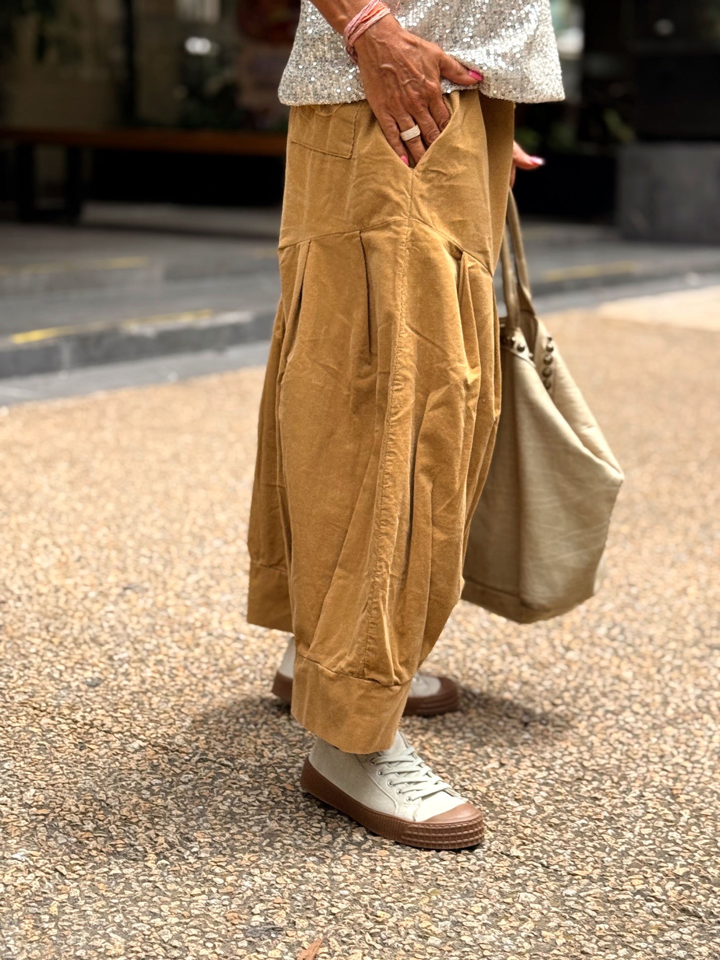 PANTALONES PANA CROPPED BAGGY OVERSIZE MULTICOLOR