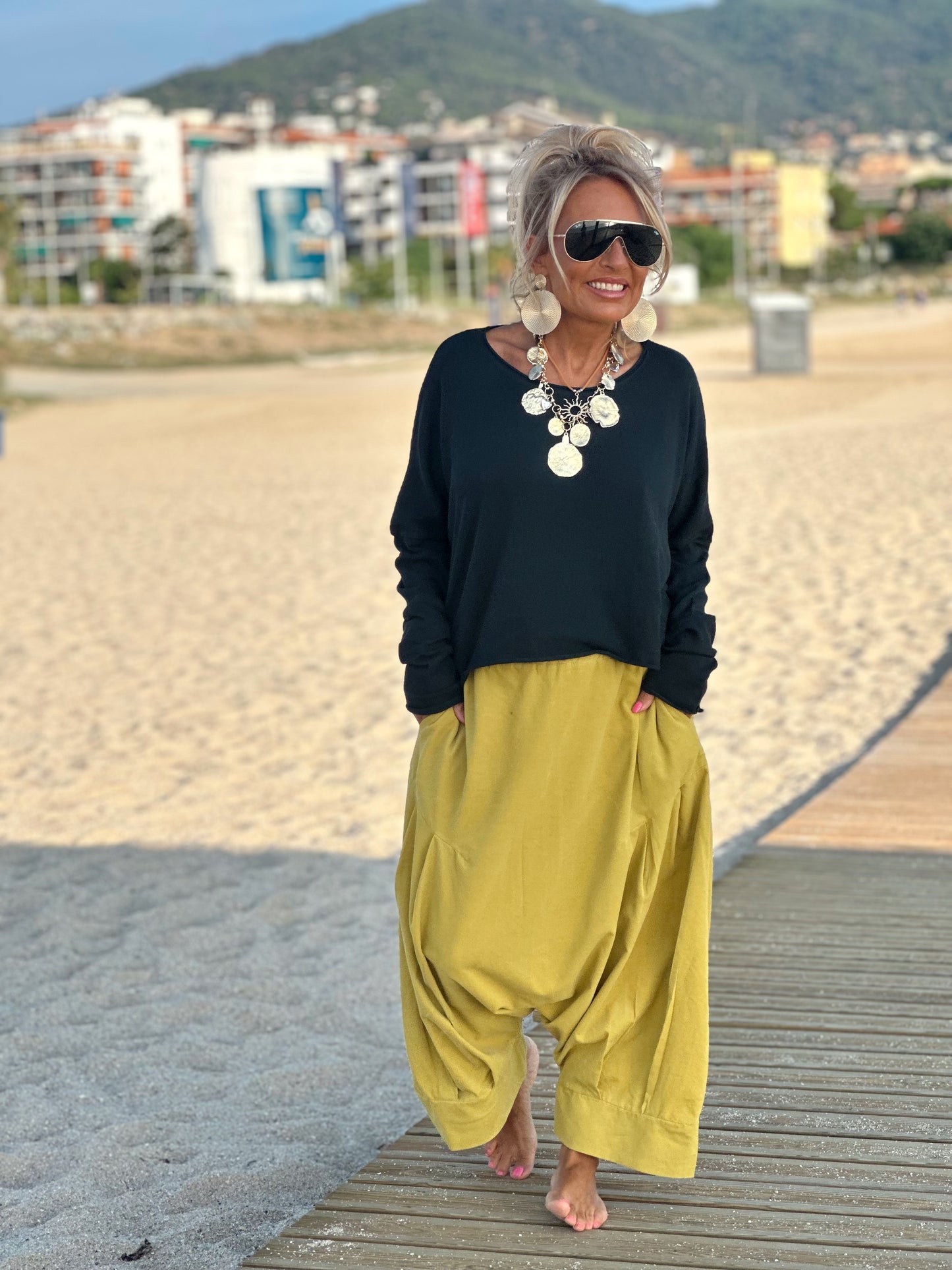 PANTALONES PANA CROPPED BAGGY OVERSIZE MULTICOLOR