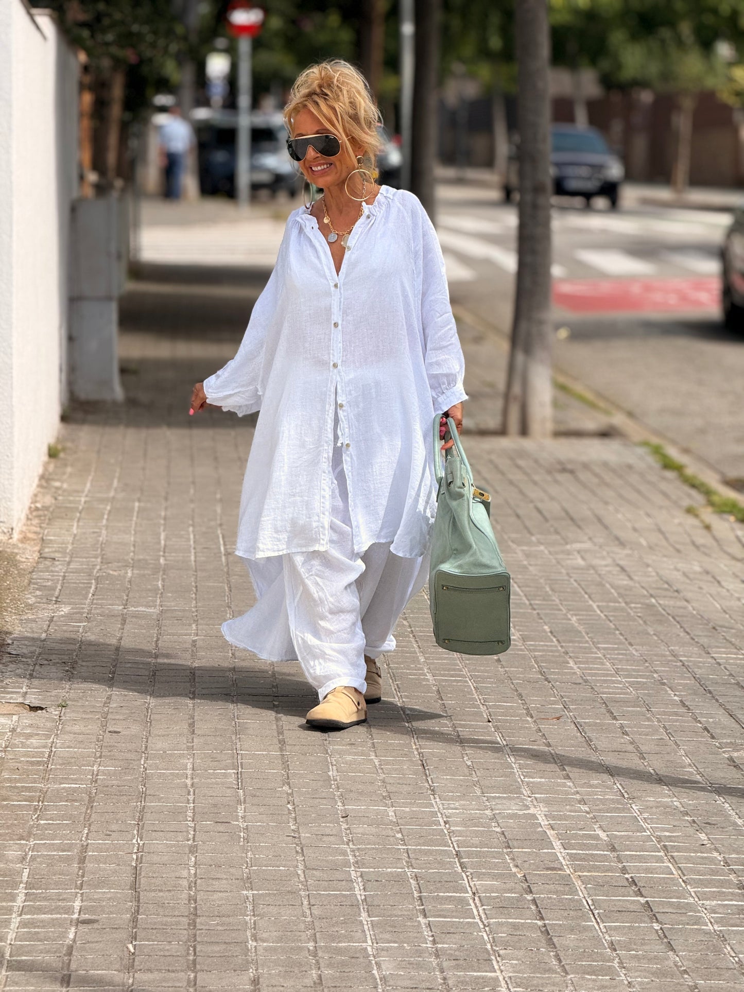 VESTIDO-TÚNICA SUPER OVERSIZE LINO NINA MULTICOLOR