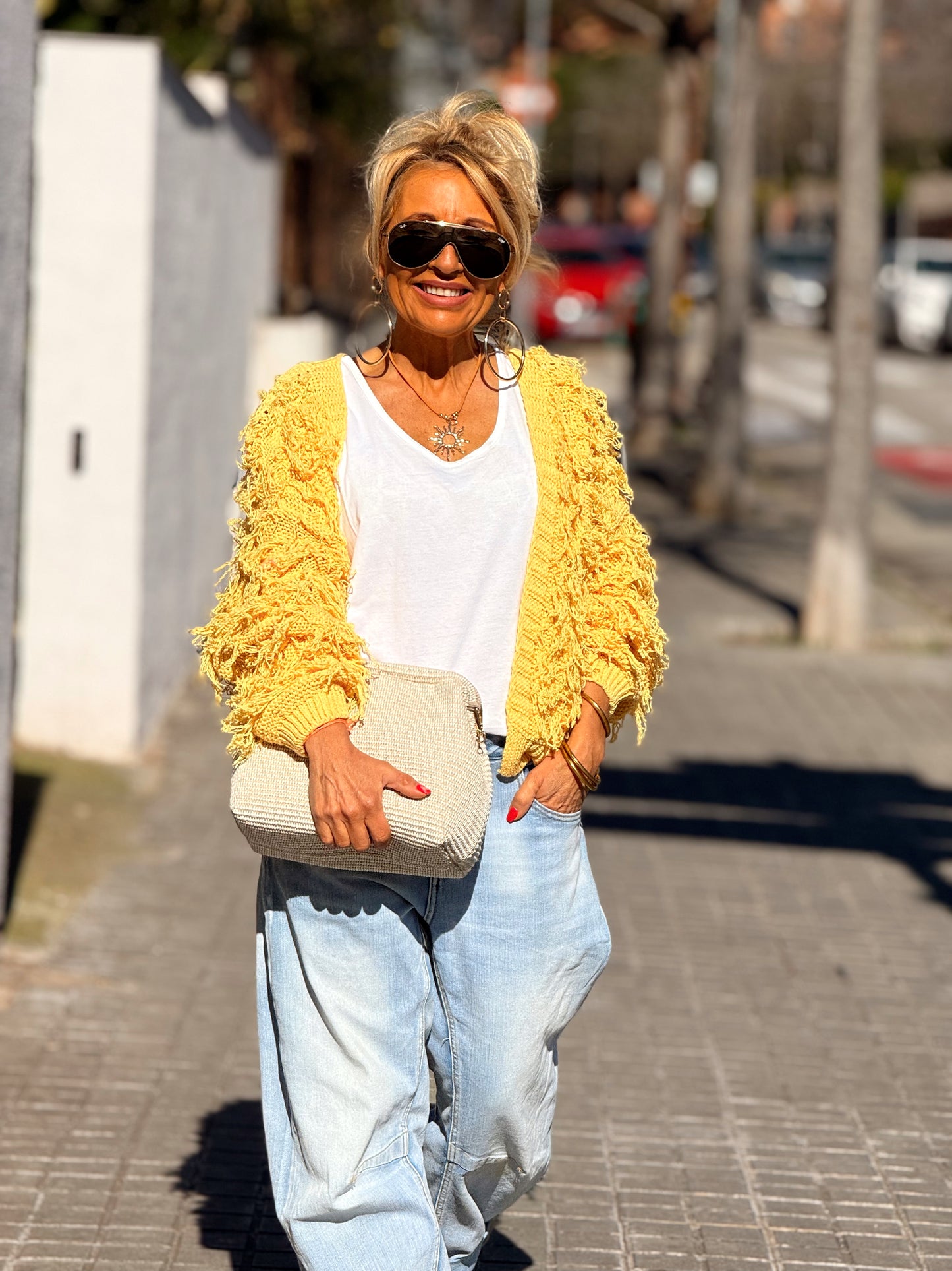 CARDIGAN CON FLECOS KEZIA MULTICOLOR