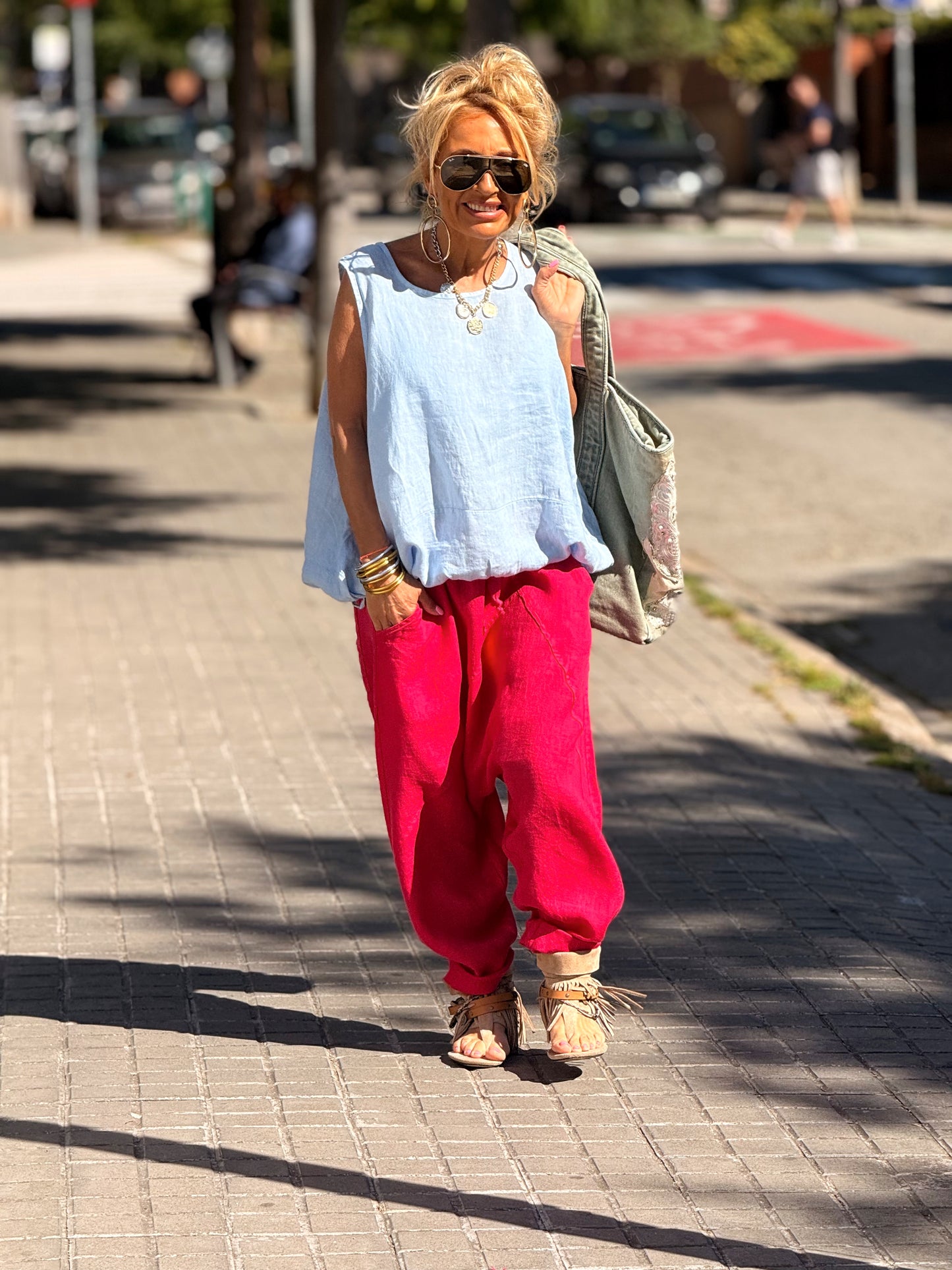 PANTALÓN BAGGY OVERSIZE LINO FLORENT MULTICOLOR