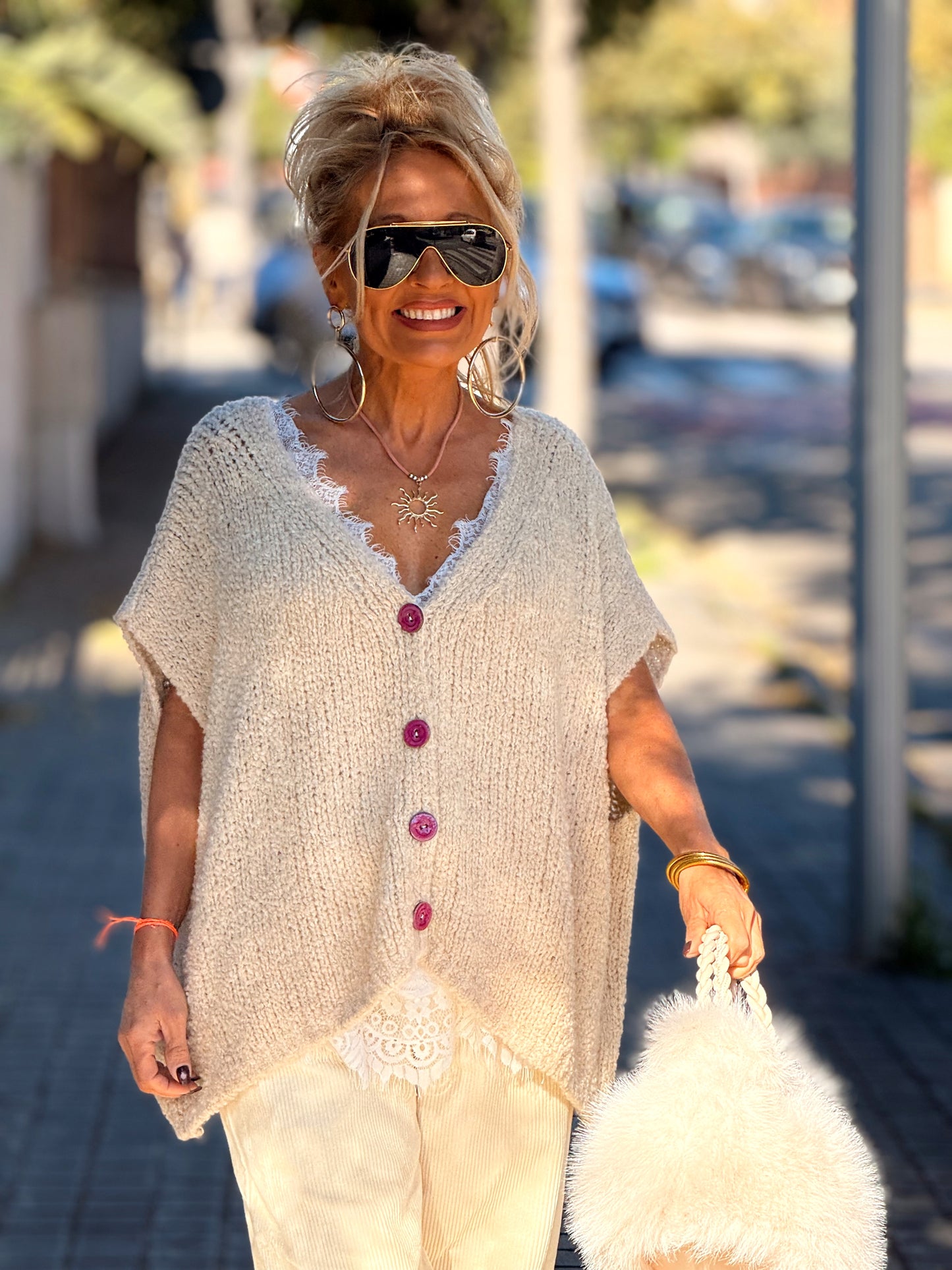 CHALECO DE PUNTO OVERSIZE AMALIA MULTICOLOR