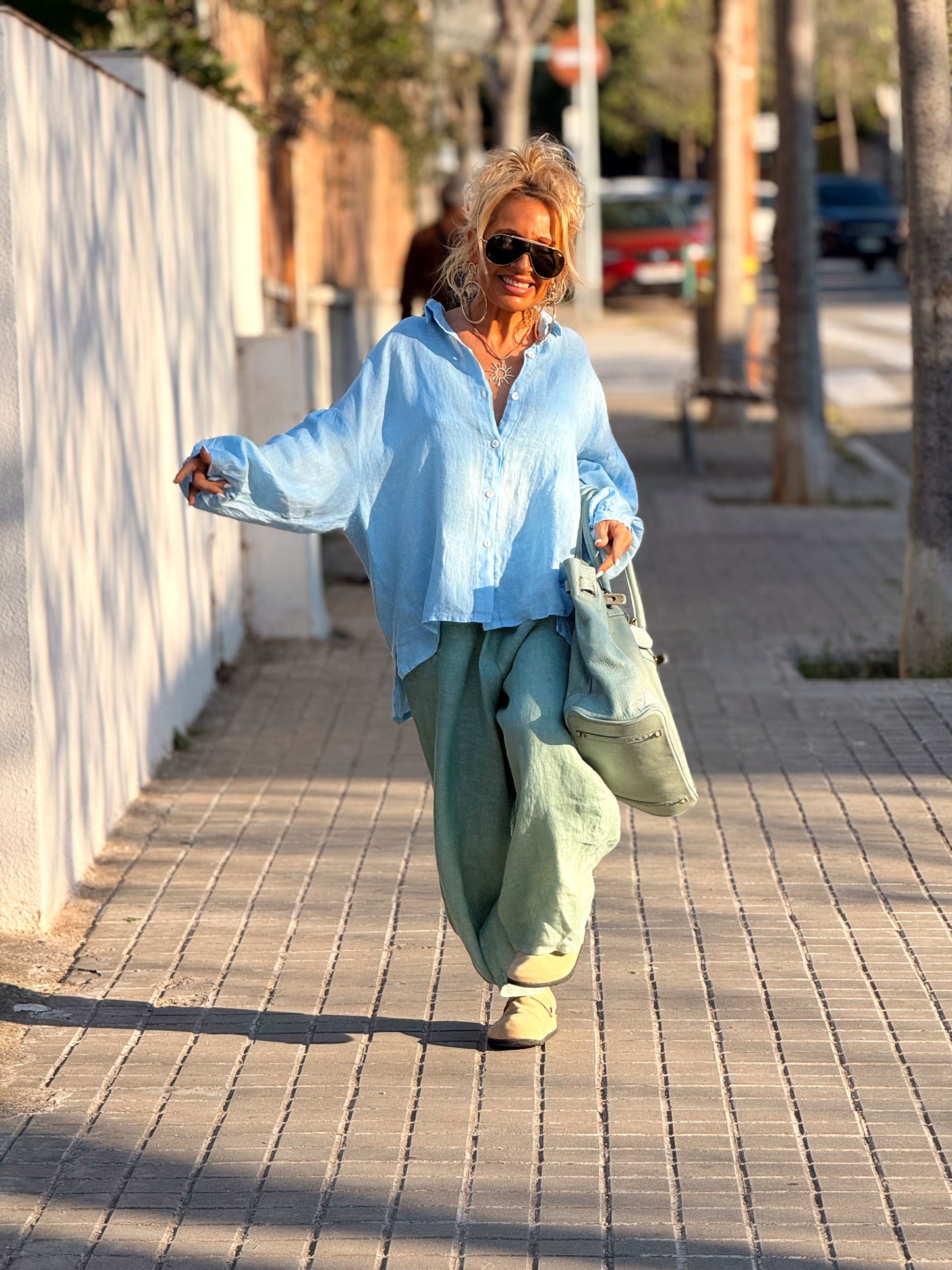 CAMISA OVERSIZE LINO LEA MULTICOLOR