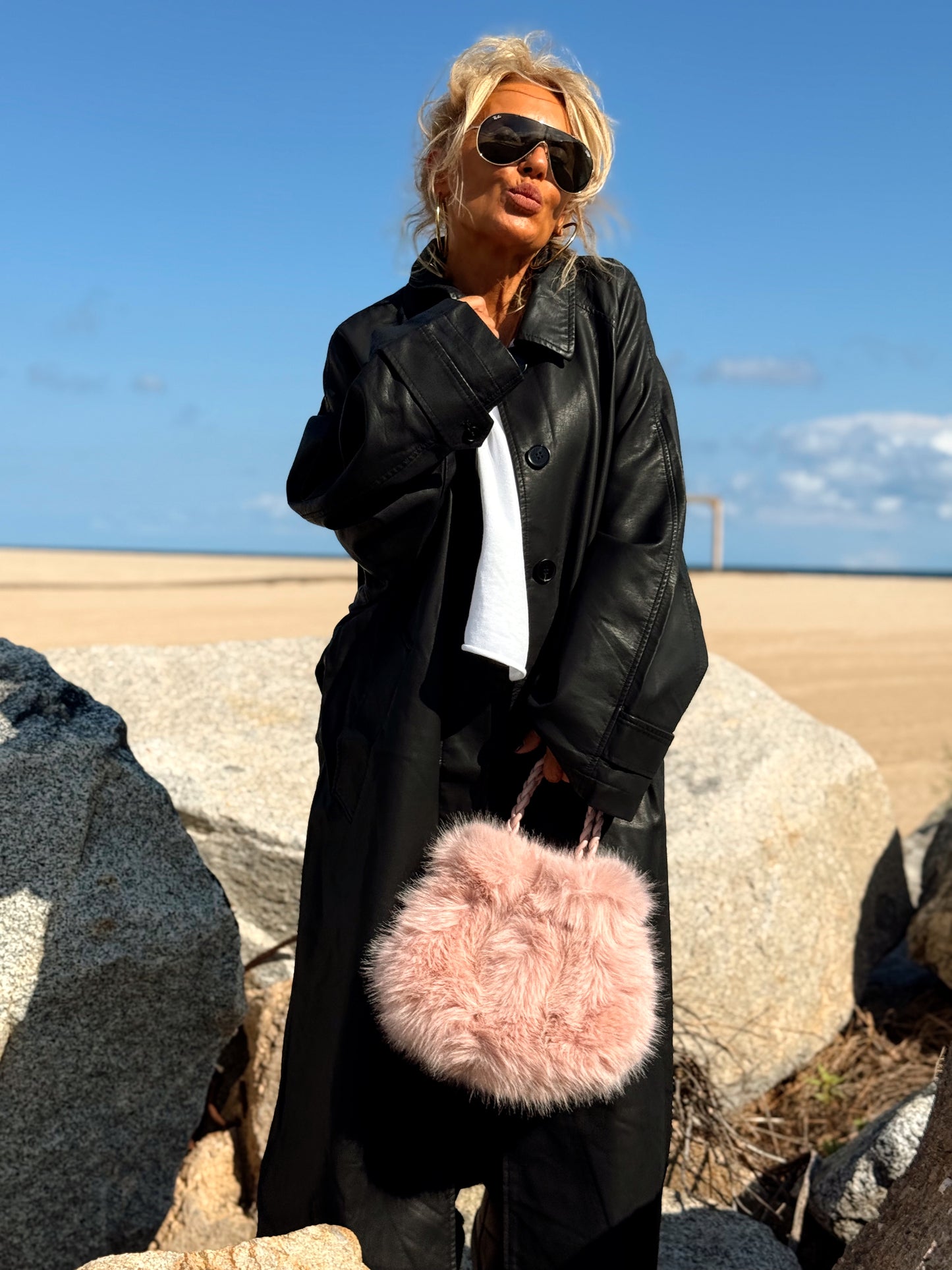 CHAQUETA LARGA POLIPIEL MULTICOLOR