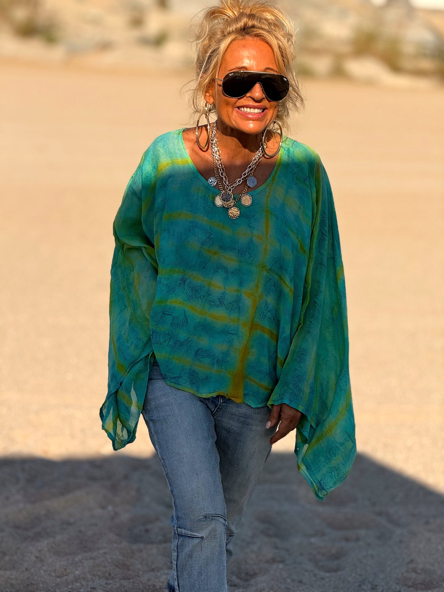 BLUSA-CAPA ESTAMPADO CREPE DE SEDA INDY MULTICOLOR