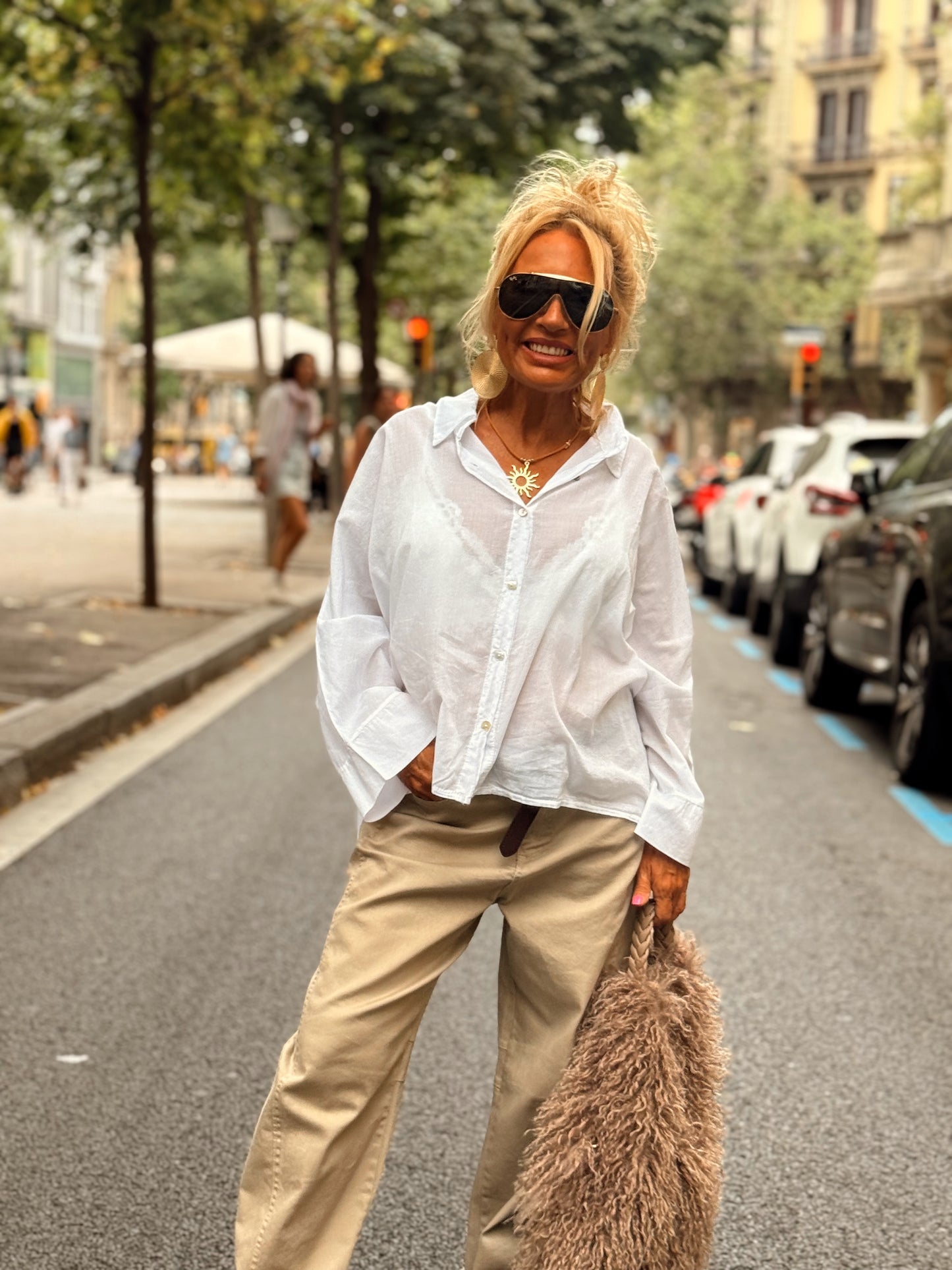 PANTALON CON CINTURÓN CAMILLE  MULTICOLOR