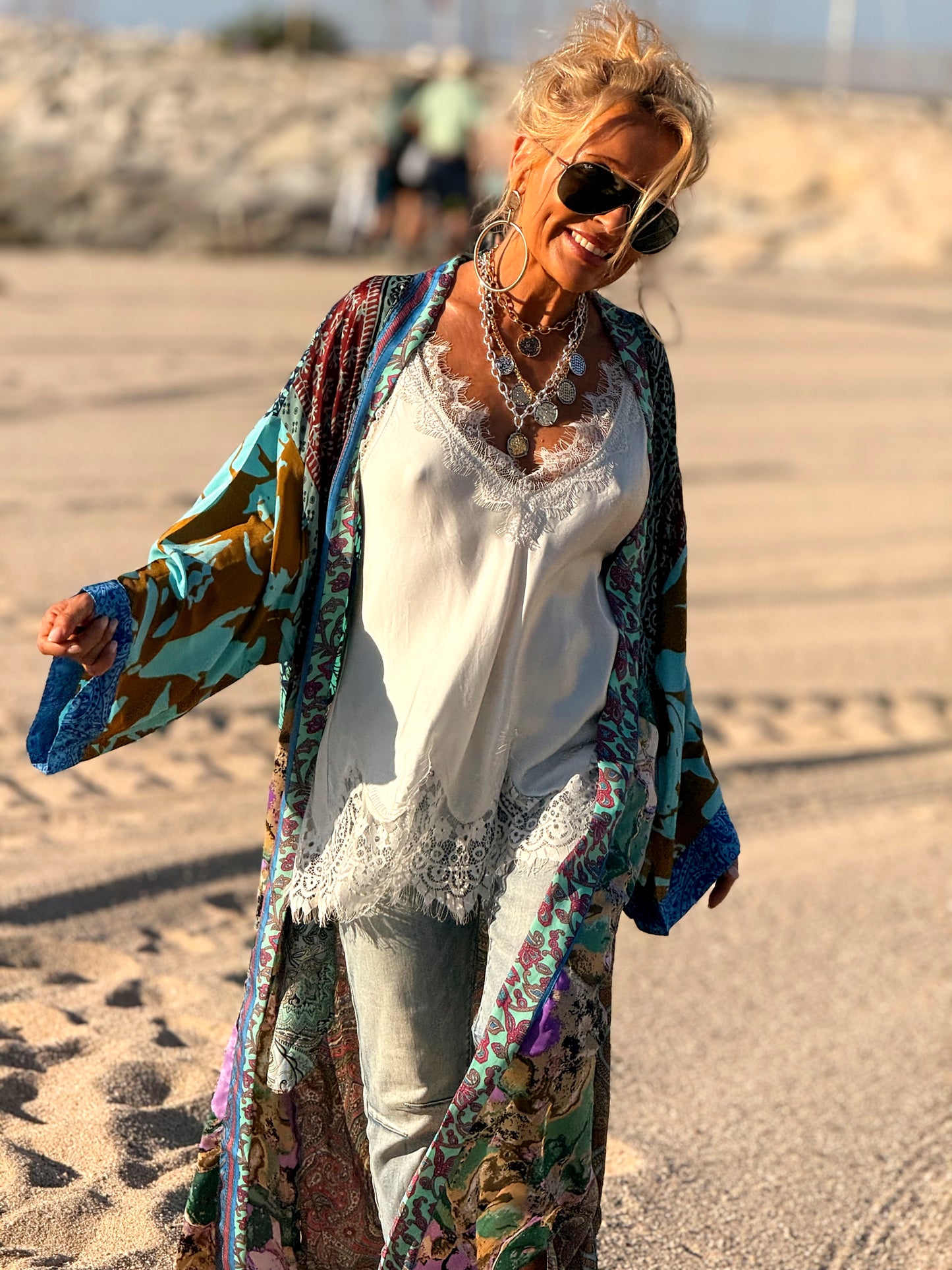 KIMONO ESTAMPADO MANGA 3/4 MULTICOLOR